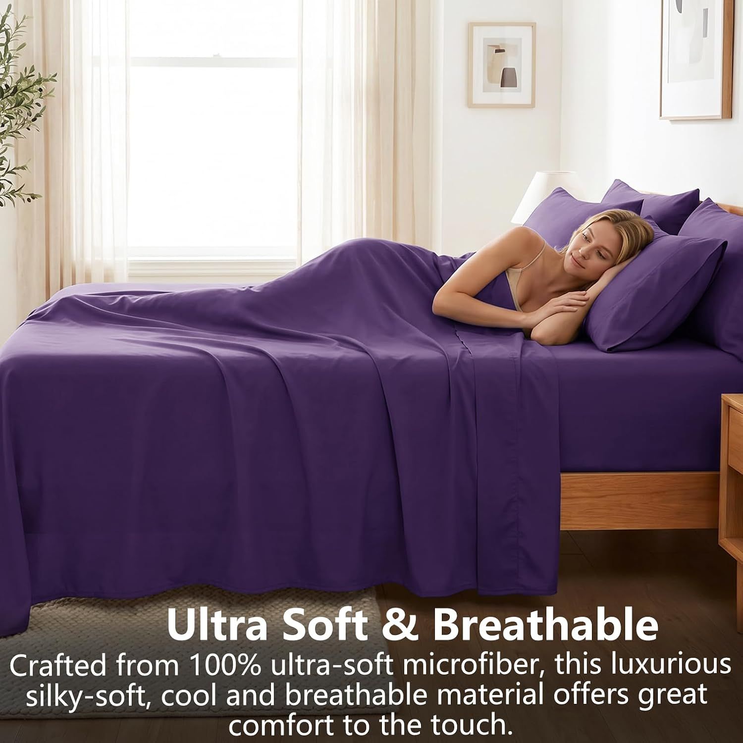 Hotel Soft Bed Sheet Set- Bedding Sheets & Pillowcases -Breathable Bedding view 4