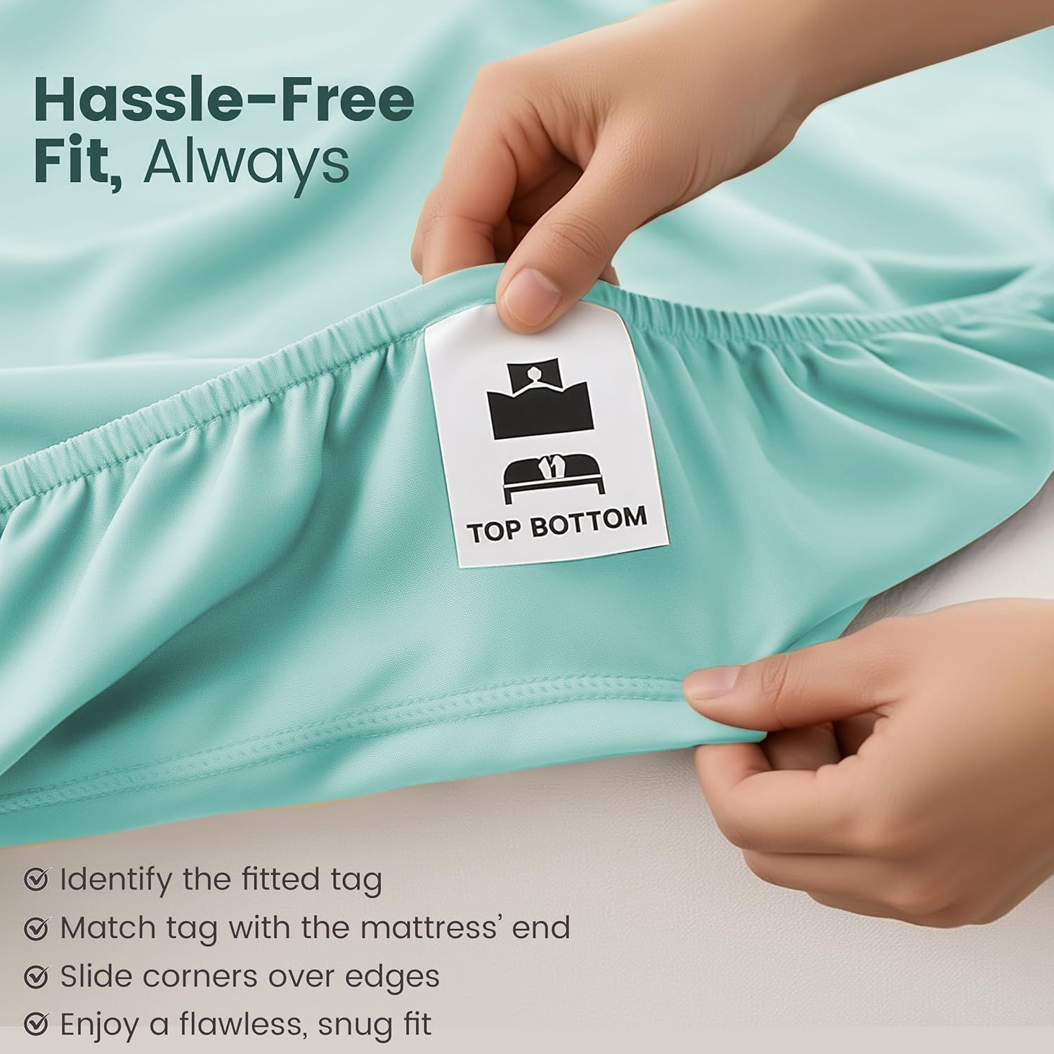 Hotel Quality Fitted Sheet - 1 Piece Fitted Sheet -Breathable Bedding - Wrinkle view 5