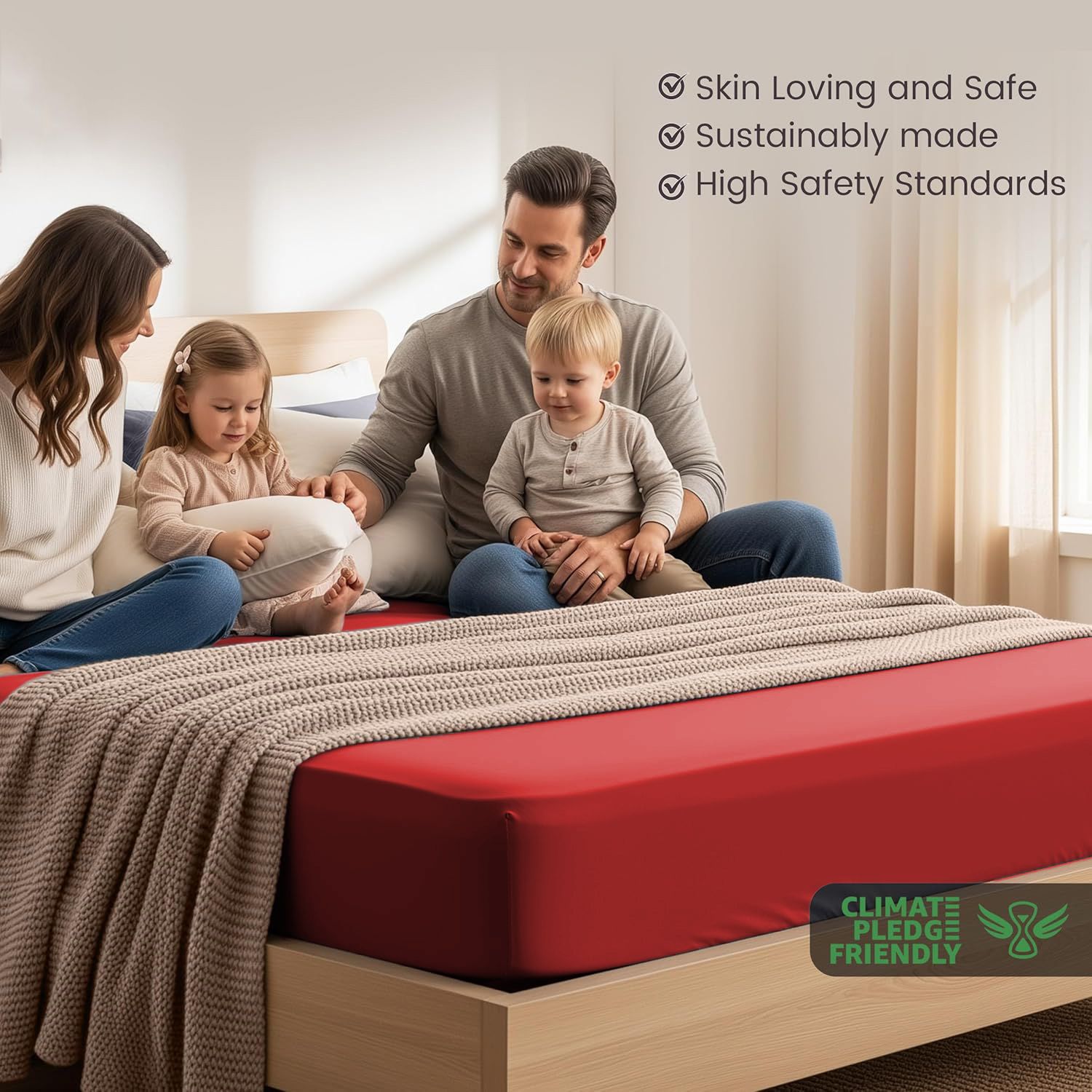 Hotel Quality Fitted Sheet - 1 Piece Fitted Sheet -Breathable Bedding - Wrinkle view 3