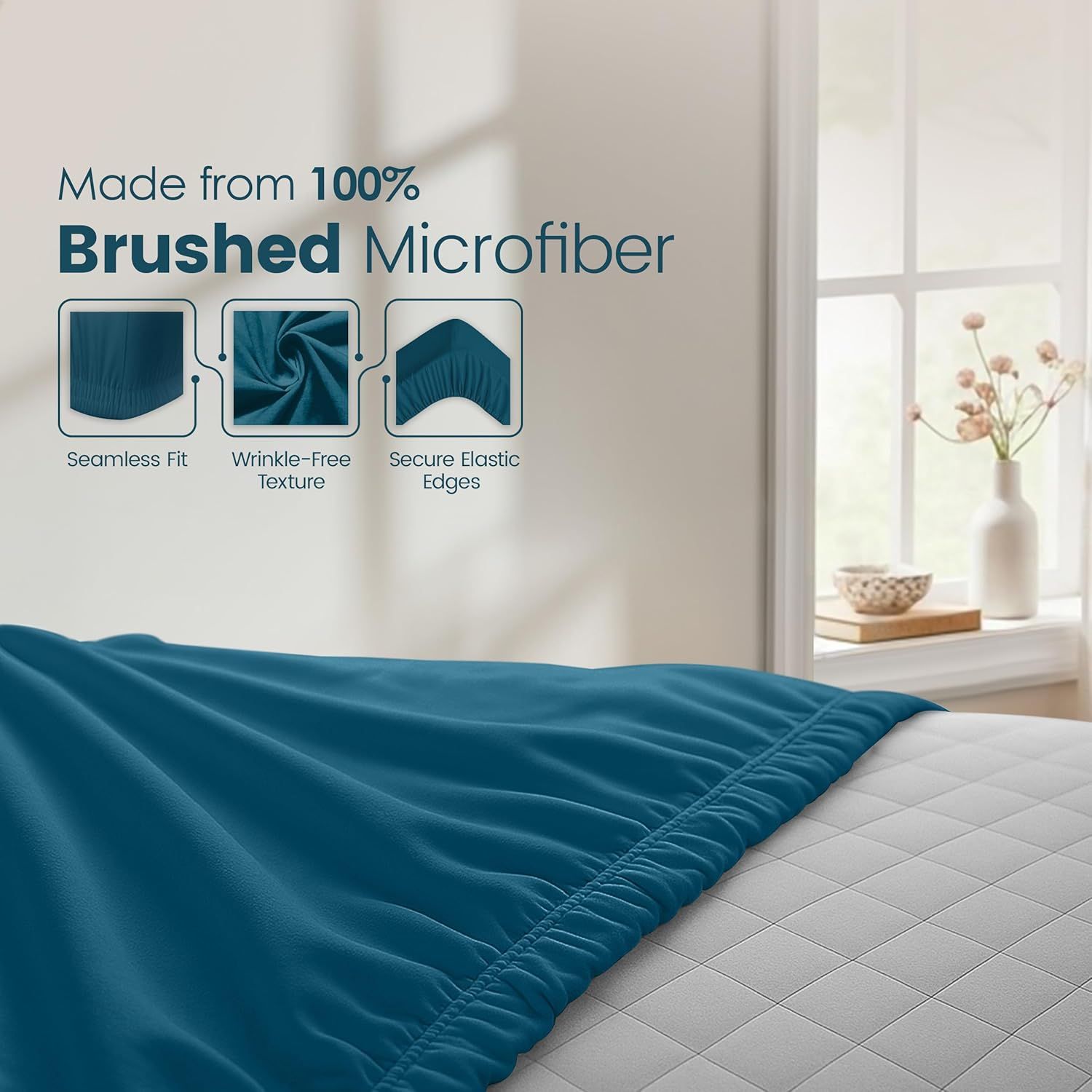 Hotel Quality Fitted Sheet - 1 Piece Fitted Sheet -Breathable Bedding - Wrinkle view 5