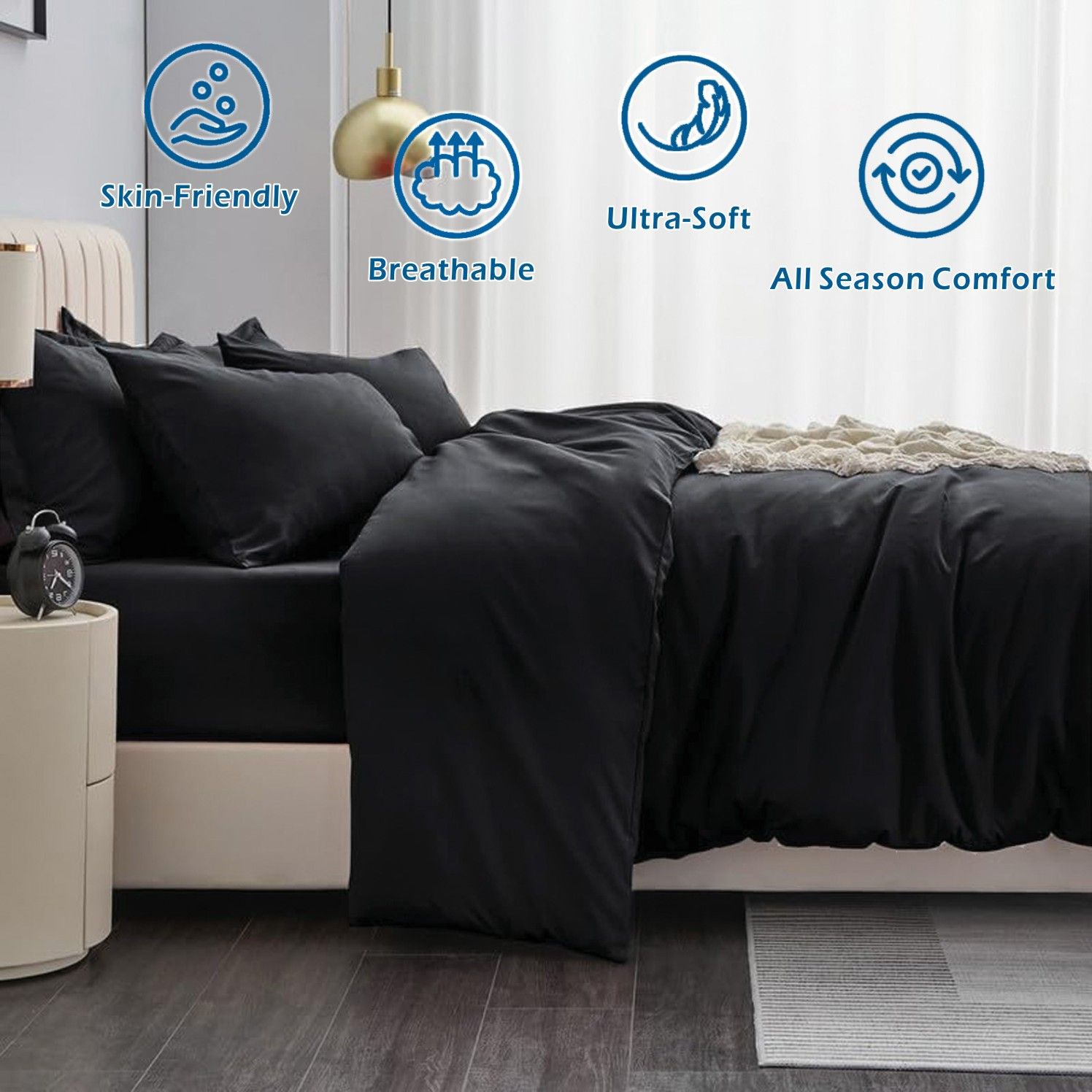 3 Piece Hotel Soft Microfiber Quilt Cover Set-2000TC Duvet/Donna Cover Set & view 2