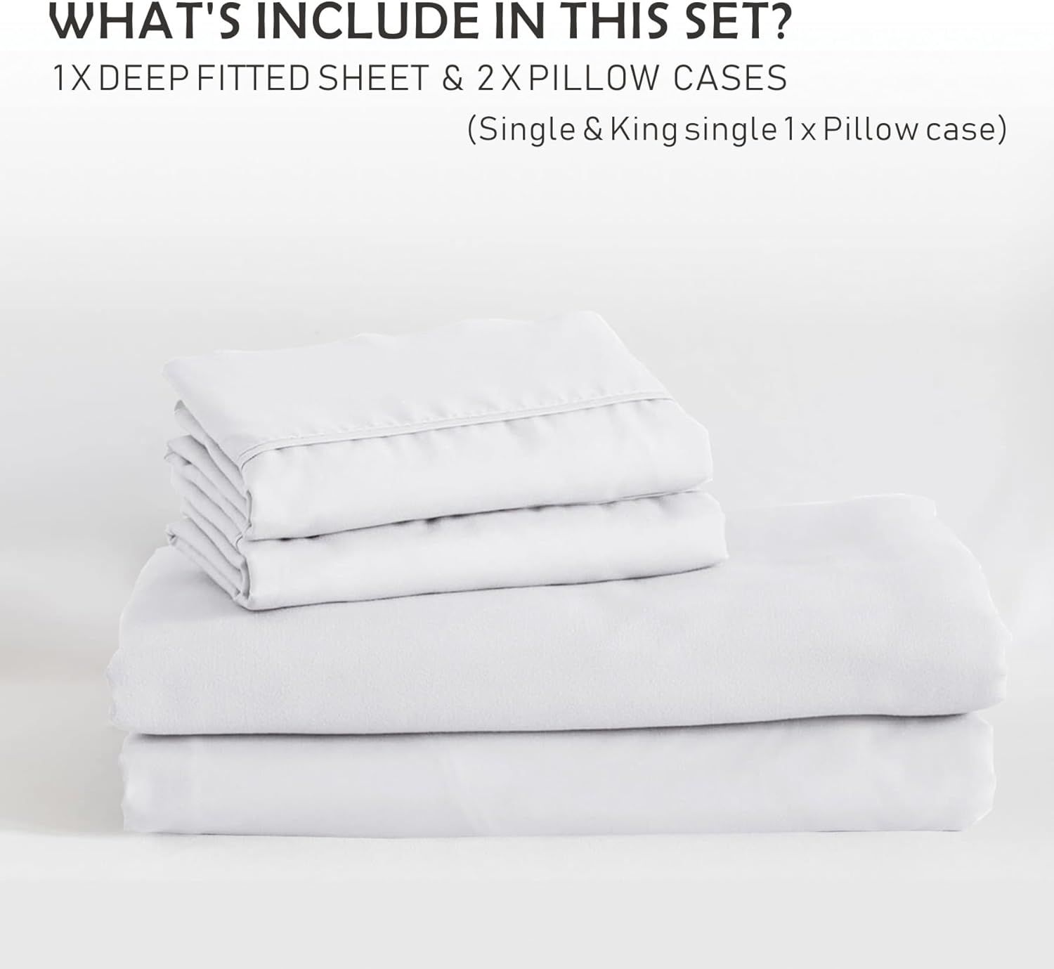 3 Piece Fitted Sheet Set- Fitted Sheet & Pillowcases -Breathable Bedding - Wrinkle view 7