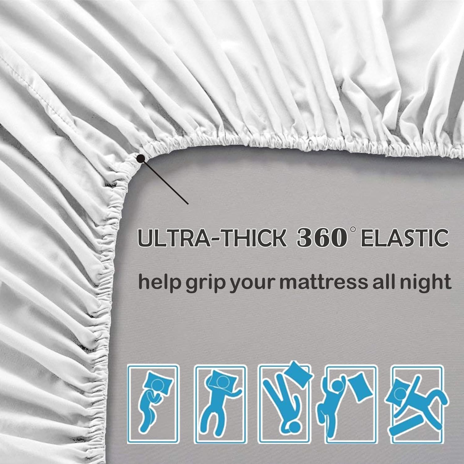 3 Piece Fitted Sheet Set- Fitted Sheet & Pillowcases -Breathable Bedding - Wrinkle view 8