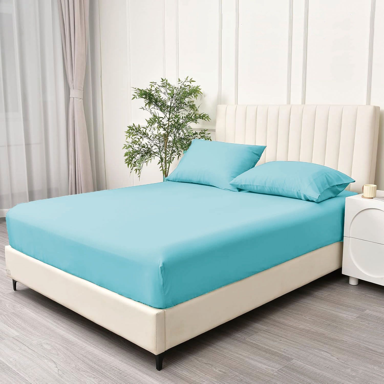3 Piece Fitted Sheet Set- Fitted Sheet & Pillowcases -Breathable Bedding - Wrinkle