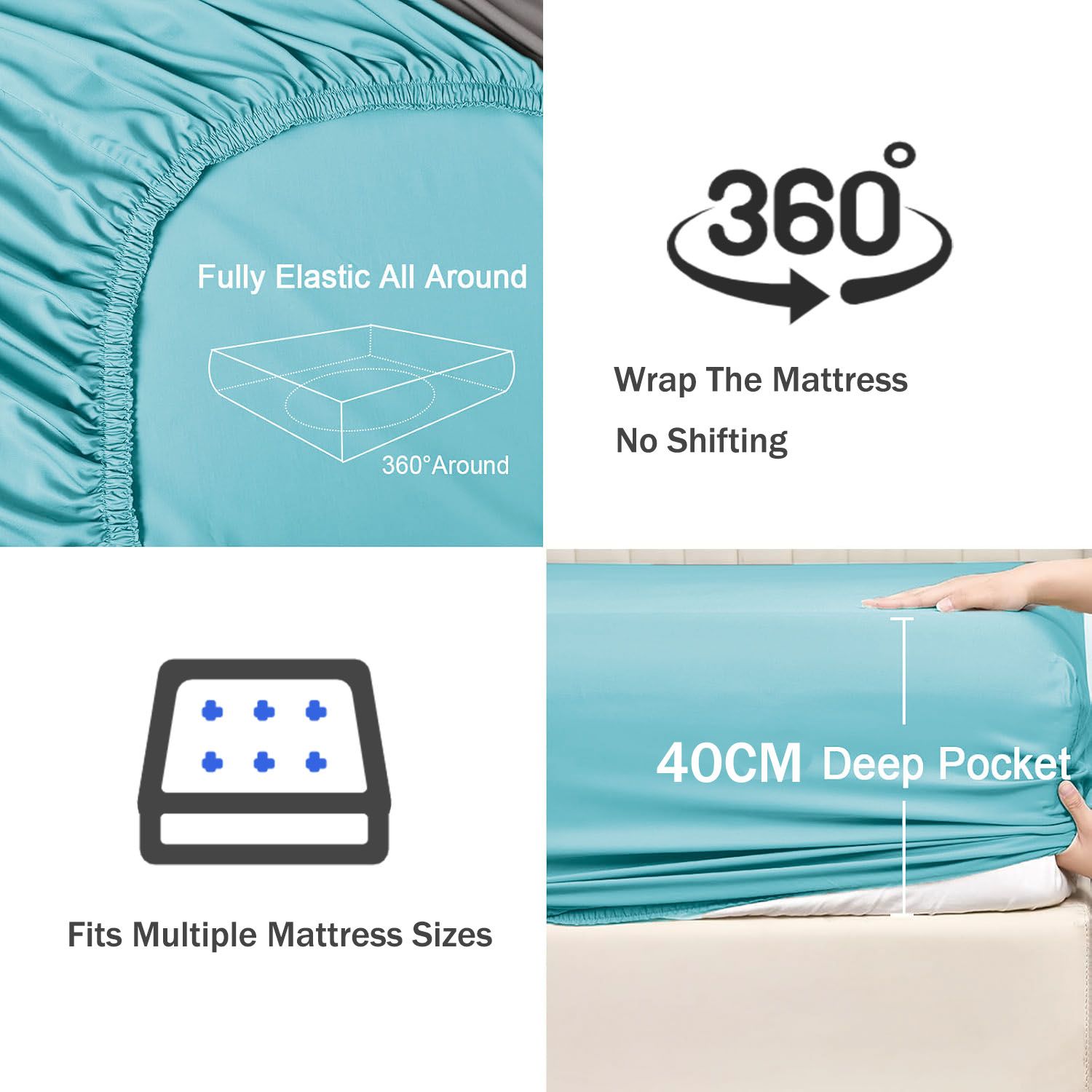 3 Piece Fitted Sheet Set- Fitted Sheet & Pillowcases -Breathable Bedding - Wrinkle view 3