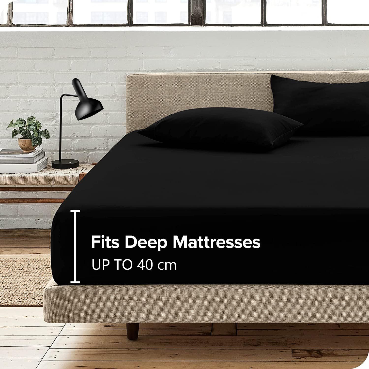 3 Piece Fitted Sheet Set- Fitted Sheet & Pillowcases -Breathable Bedding - Wrinkle