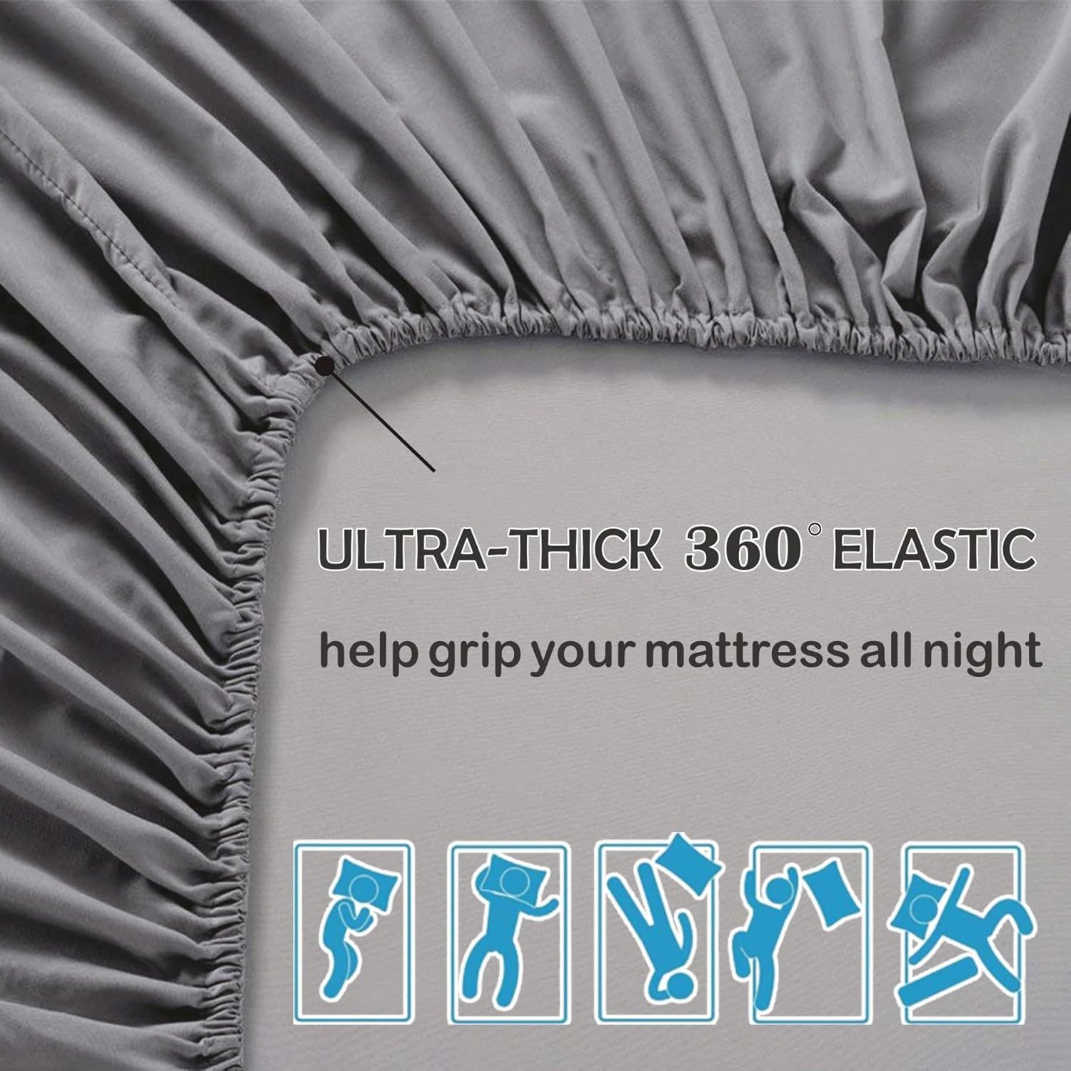 3 Piece Fitted Sheet Set- Fitted Sheet & Pillowcases -Breathable Bedding - Wrinkle view 5