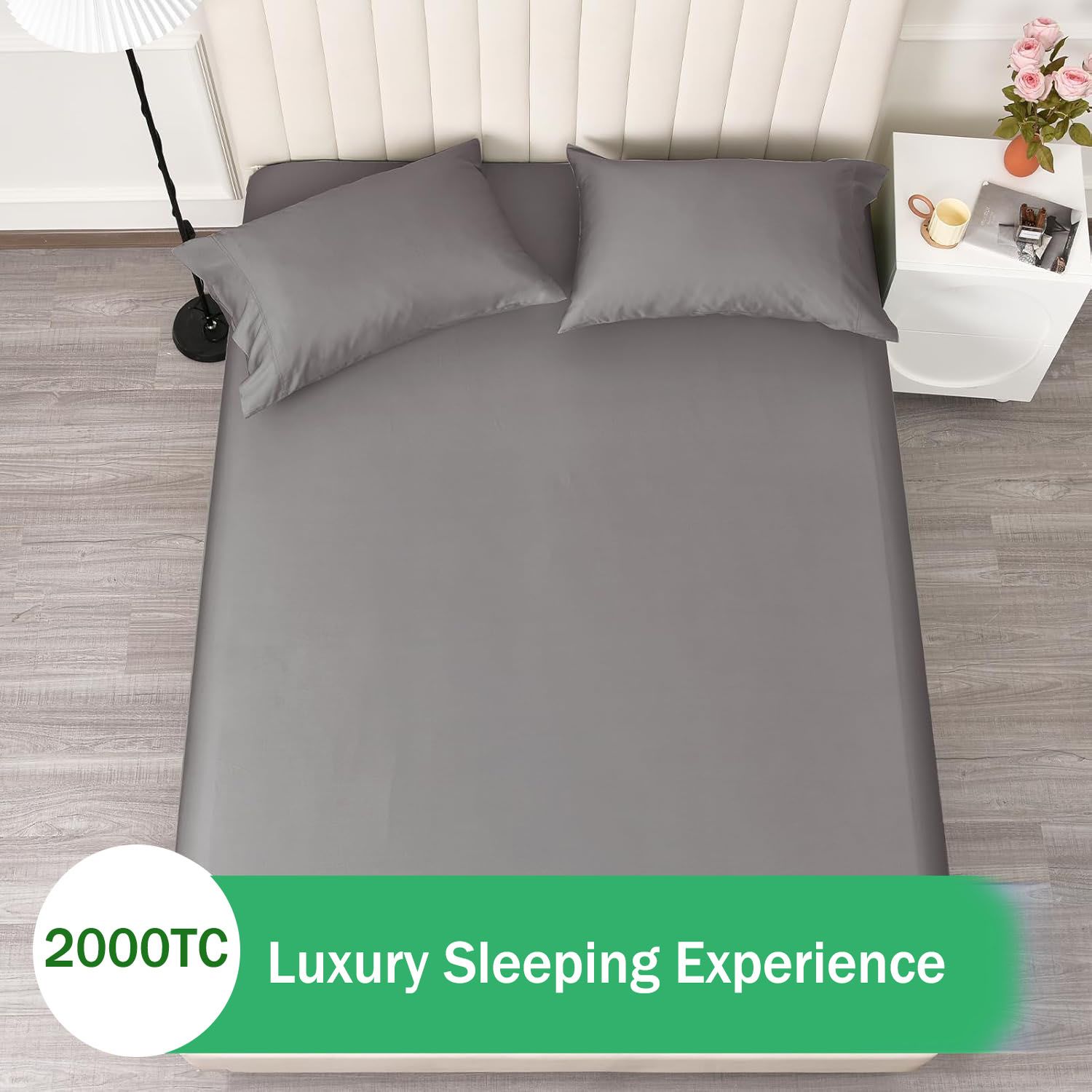 3 Piece Fitted Sheet Set- Fitted Sheet & Pillowcases -Breathable Bedding - Wrinkle view 6