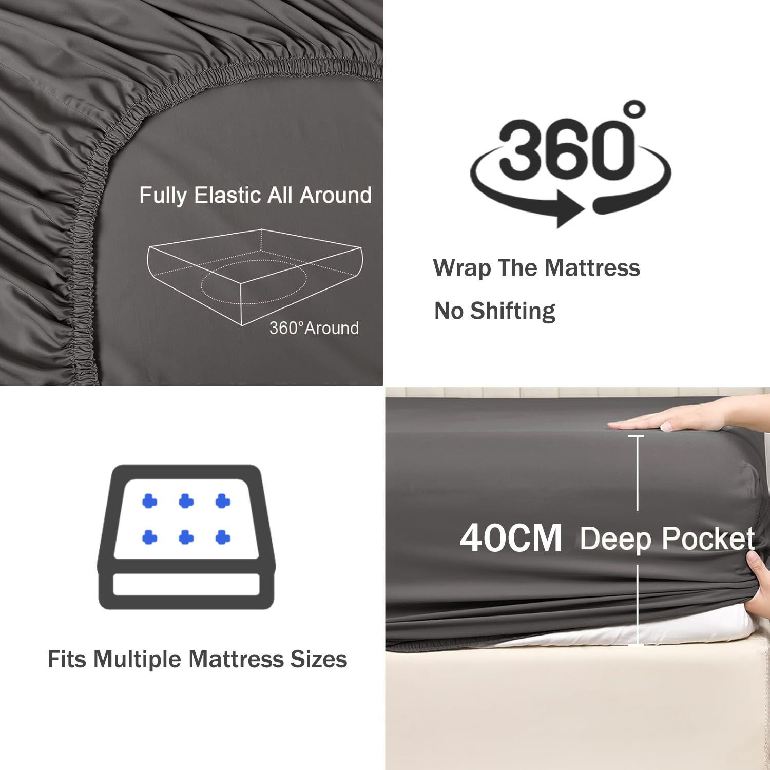 3 Piece Fitted Sheet Set- Fitted Sheet & Pillowcases -Breathable Bedding - Wrinkle view 3