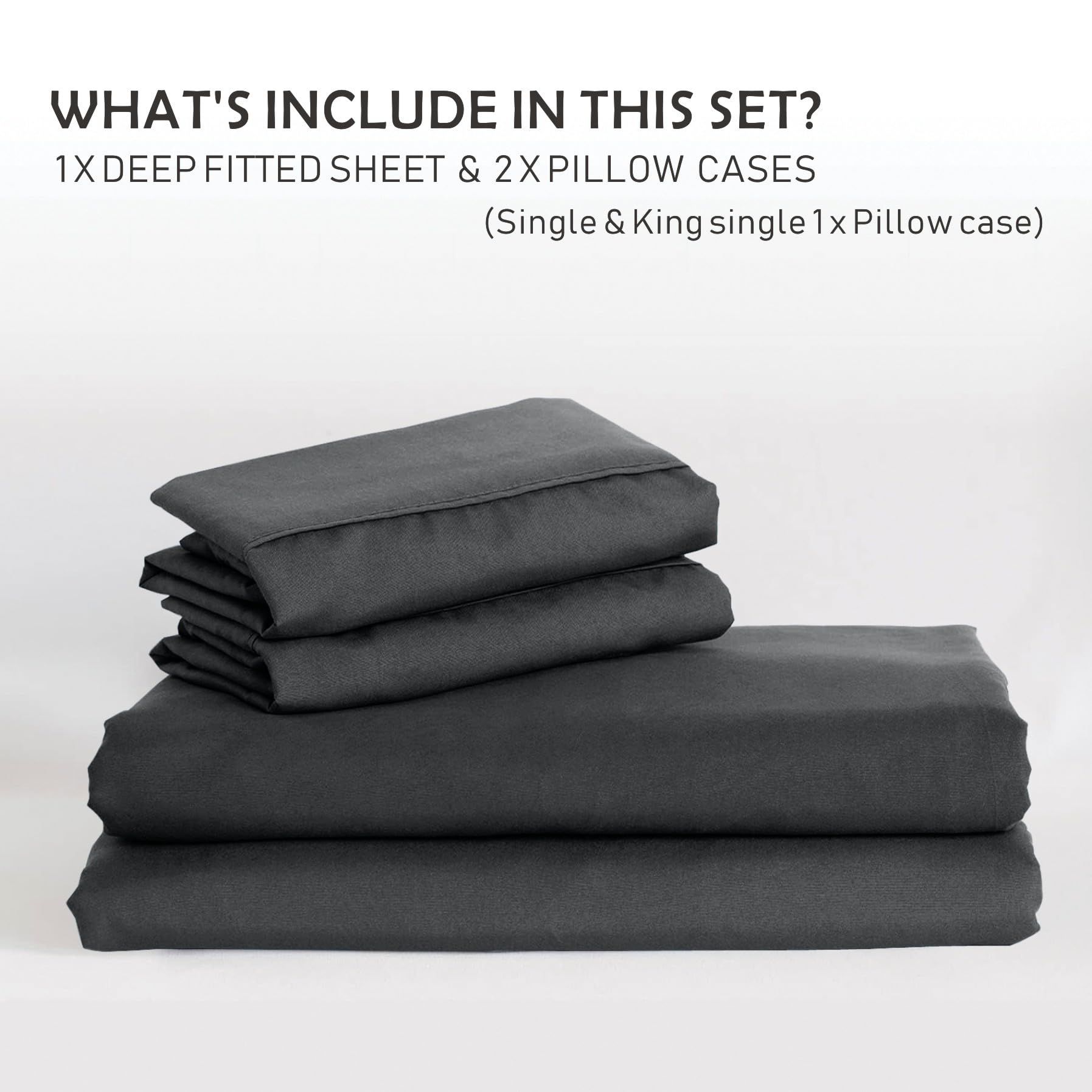 3 Piece Fitted Sheet Set- Fitted Sheet & Pillowcases -Breathable Bedding - Wrinkle view 7