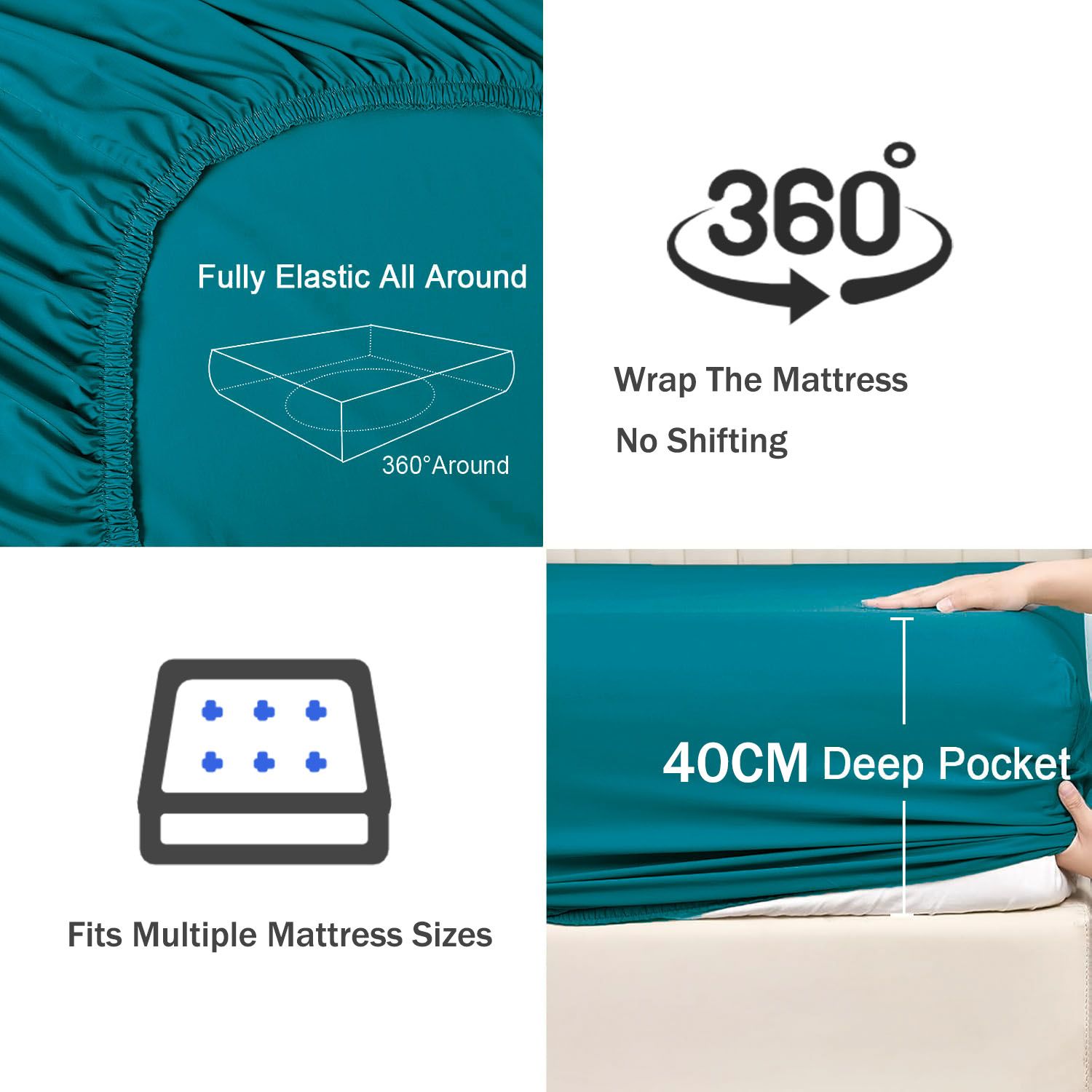 3 Piece Fitted Sheet Set- Fitted Sheet & Pillowcases -Breathable Bedding - Wrinkle view 3