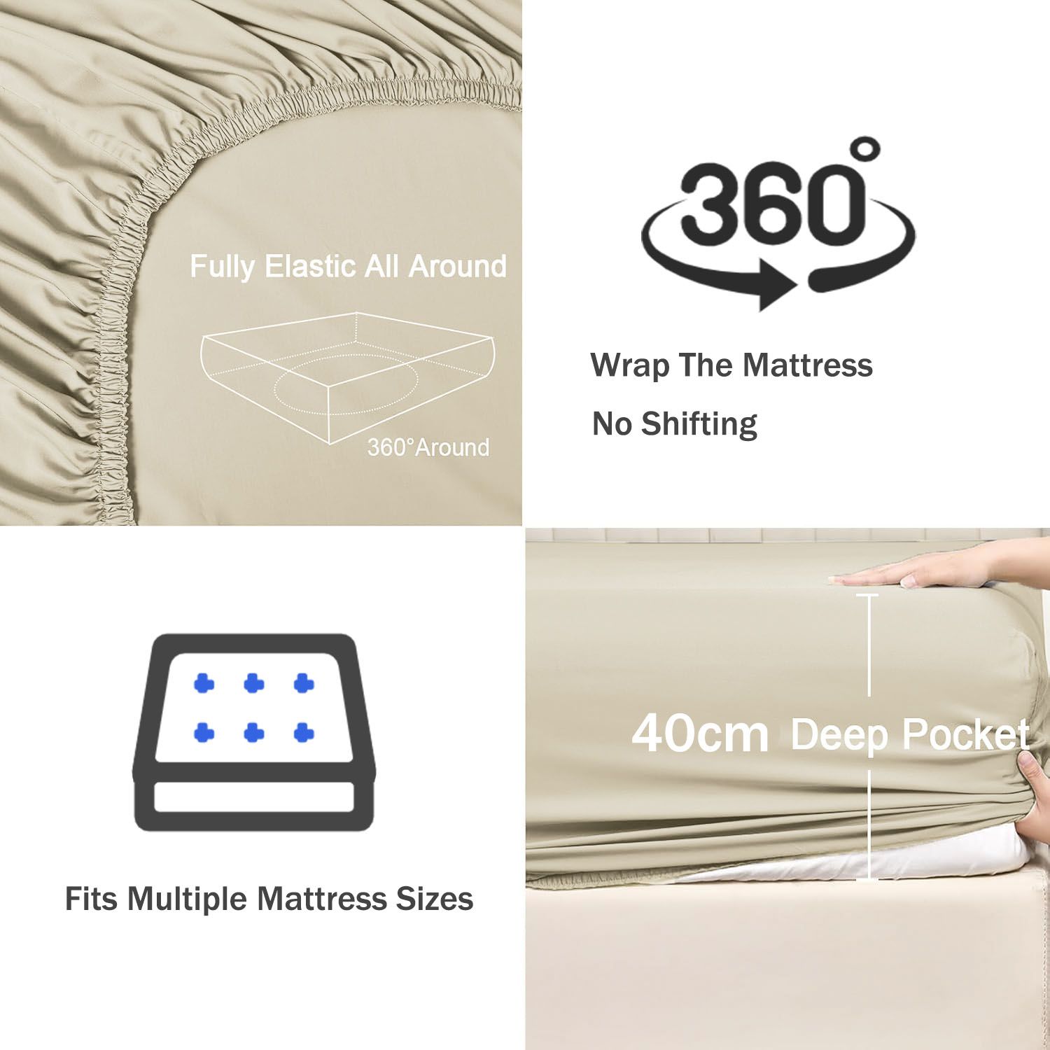 3 Piece Fitted Sheet Set- Fitted Sheet & Pillowcases -Breathable Bedding - Wrinkle view 5