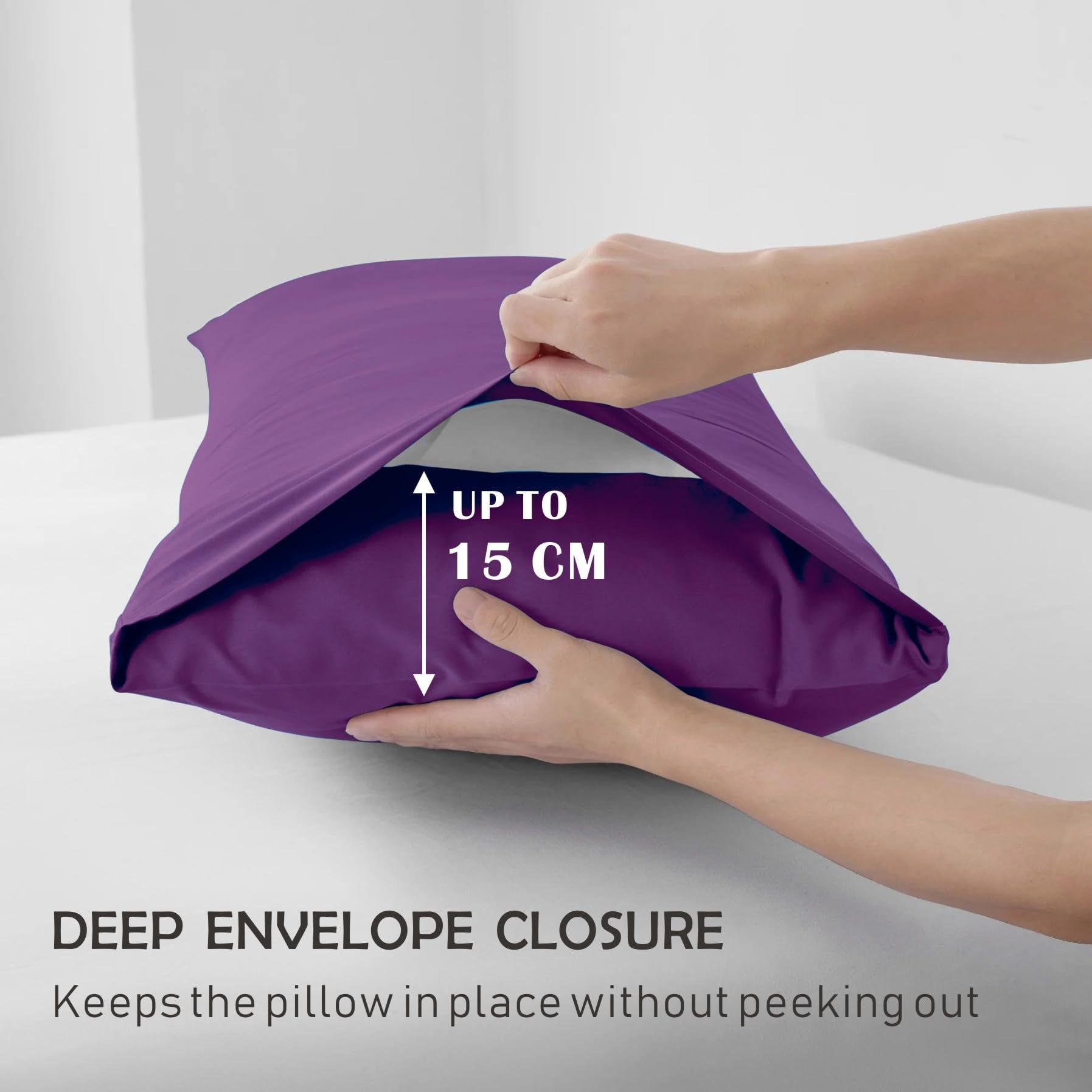 3 Piece Fitted Sheet Set- Fitted Sheet & Pillowcases -Breathable Bedding - Wrinkle view 4