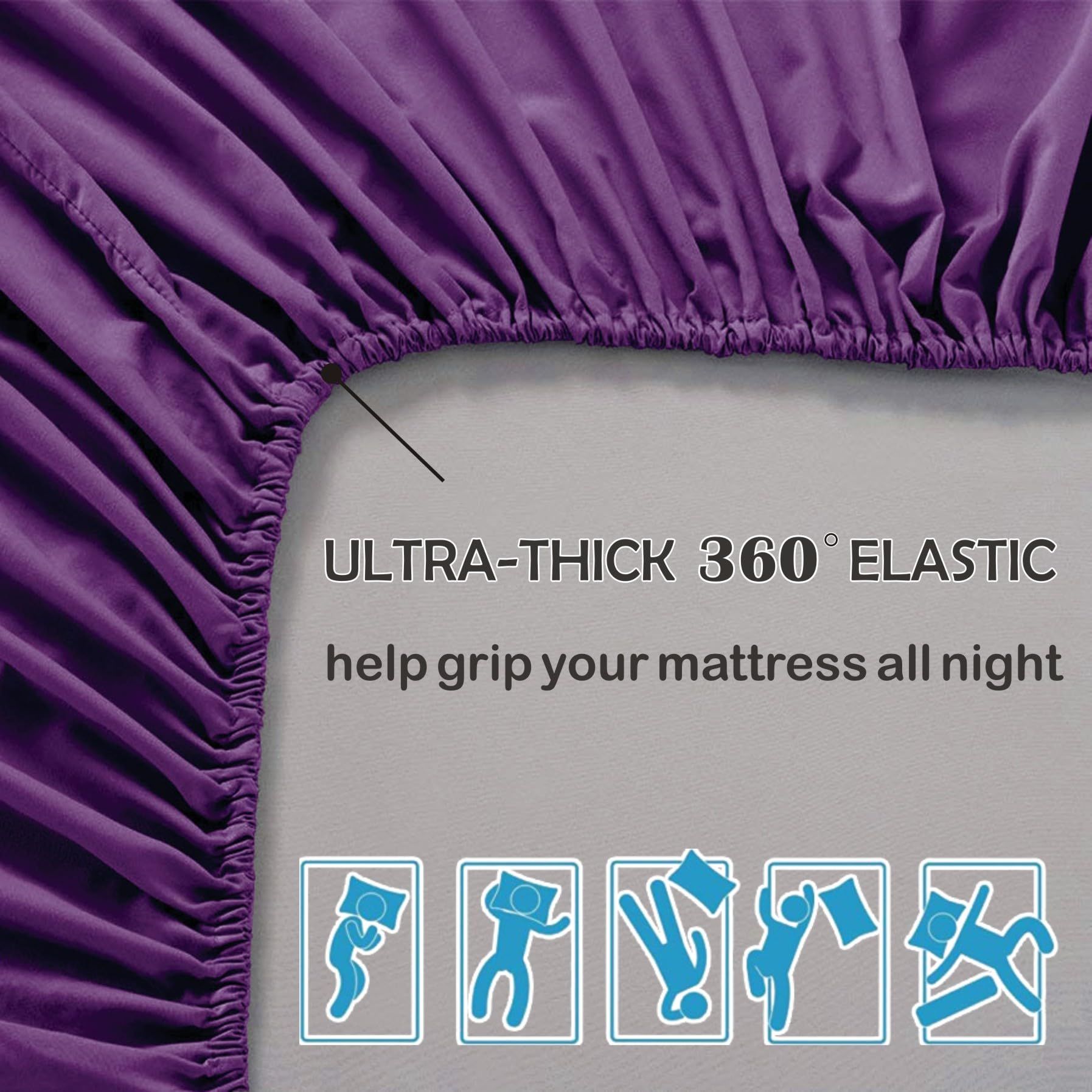 3 Piece Fitted Sheet Set- Fitted Sheet & Pillowcases -Breathable Bedding - Wrinkle view 5