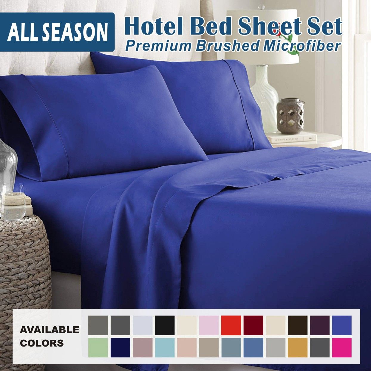4 Piece Bed Sheet Set- Bedding Sheets & Pillowcases -Breathable Bedding - Wrinkle