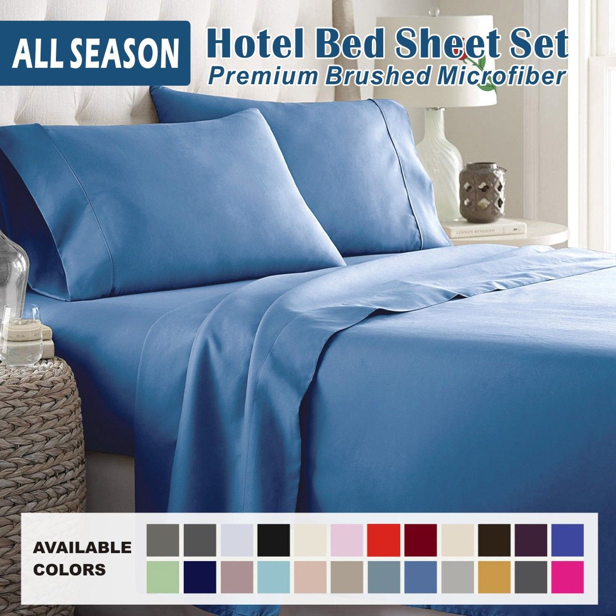 4 Piece Bed Sheet Set- Bedding Sheets & Pillowcases -Breathable Bedding - Wrinkle