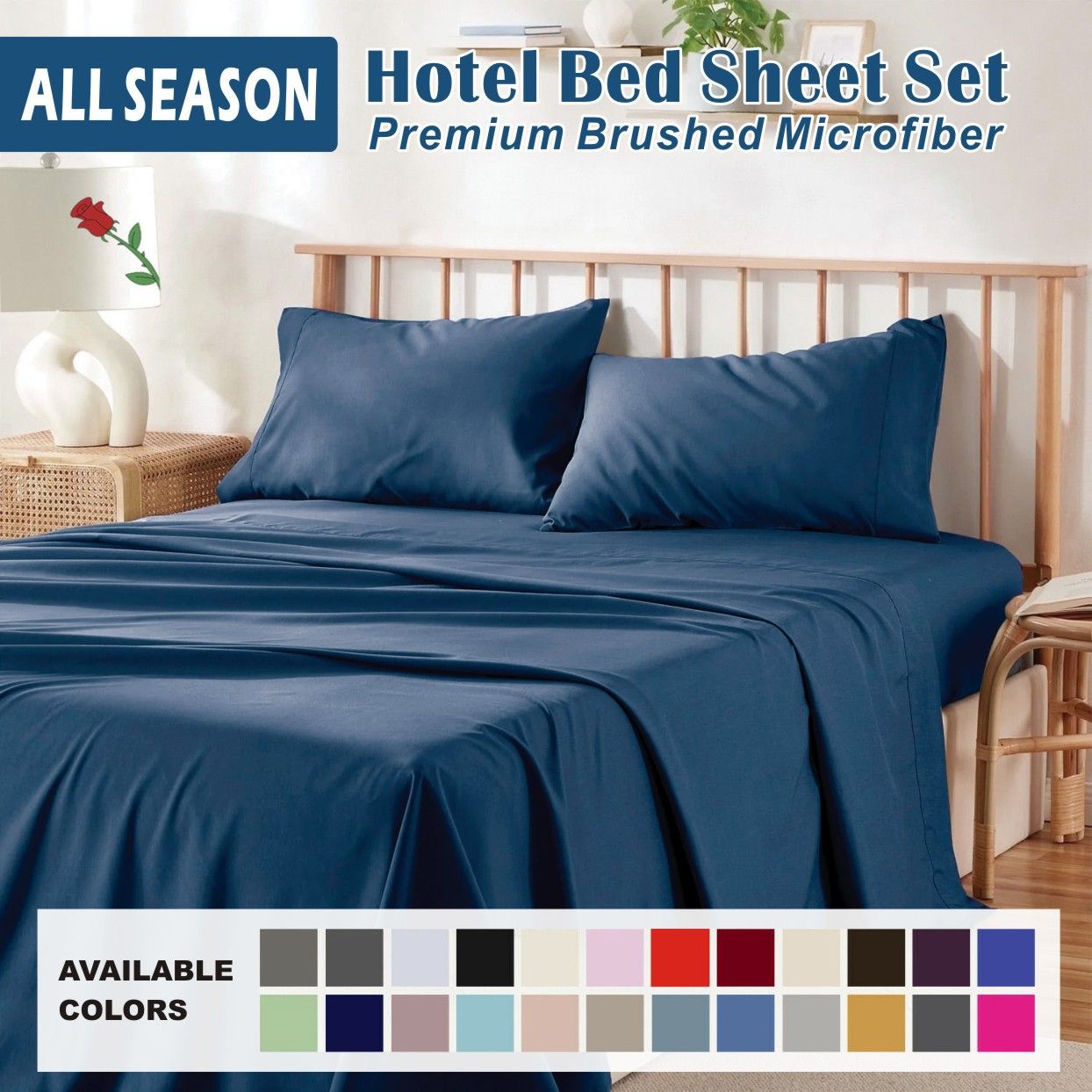 4 Piece Bed Sheet Set- Bedding Sheets & Pillowcases -Breathable Bedding - Wrinkle