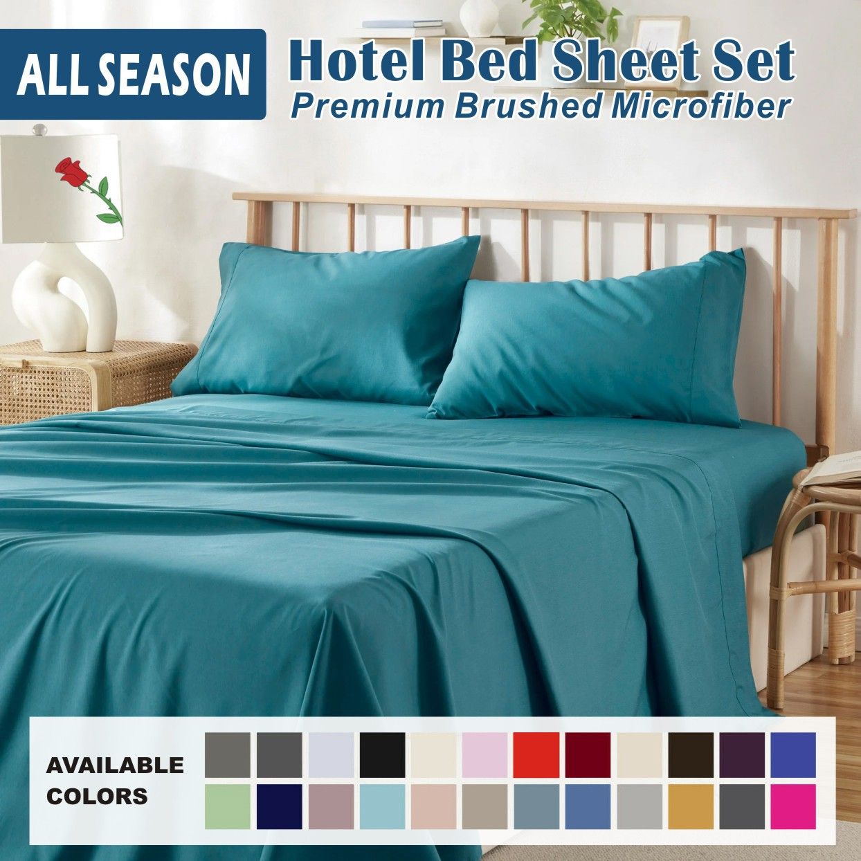 4 Piece Bed Sheet Set- Bedding Sheets & Pillowcases -Breathable Bedding - Wrinkle