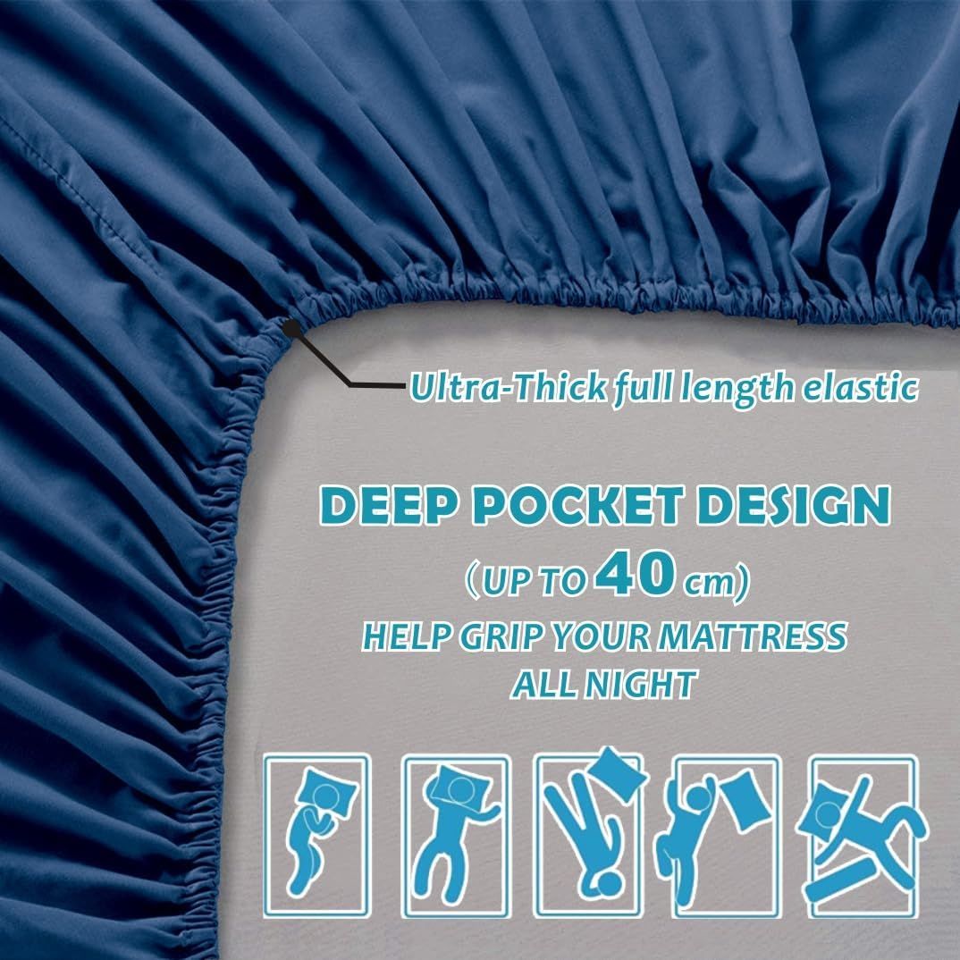 Hotel Quality Fitted Sheet - 1 Piece Fitted Sheet -Breathable Bedding - Wrinkle view 3
