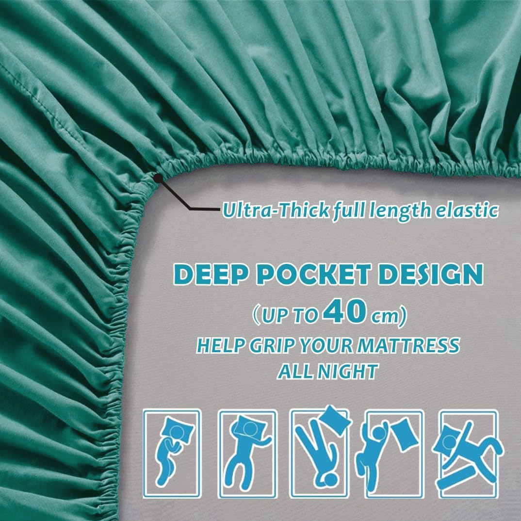 Hotel Quality Fitted Sheet - 1 Piece Fitted Sheet -Breathable Bedding - Wrinkle view 3