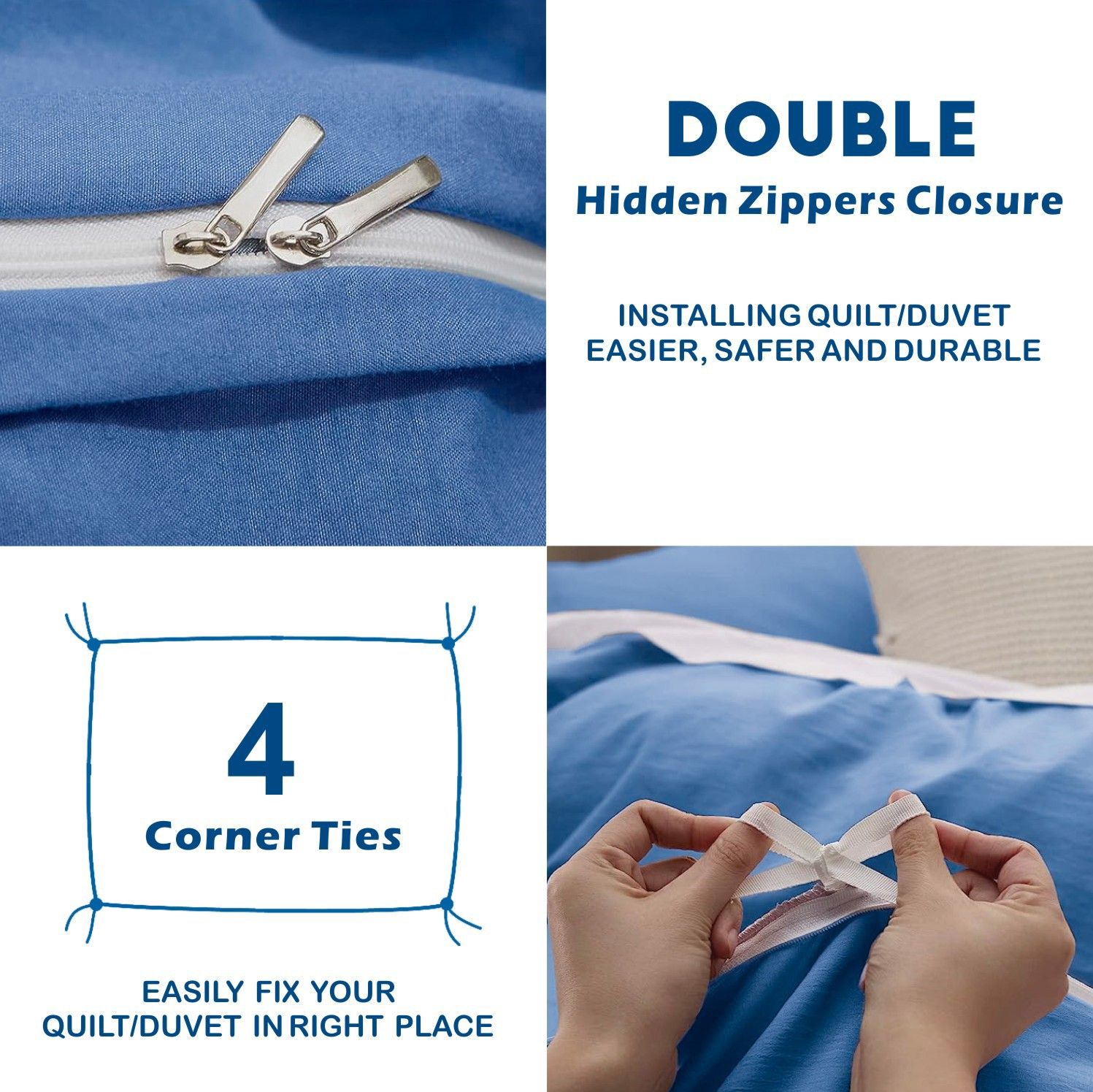 3 Piece Hotel Soft Microfiber Quilt Cover Set-2000TC Duvet/Donna Cover Set & view 3