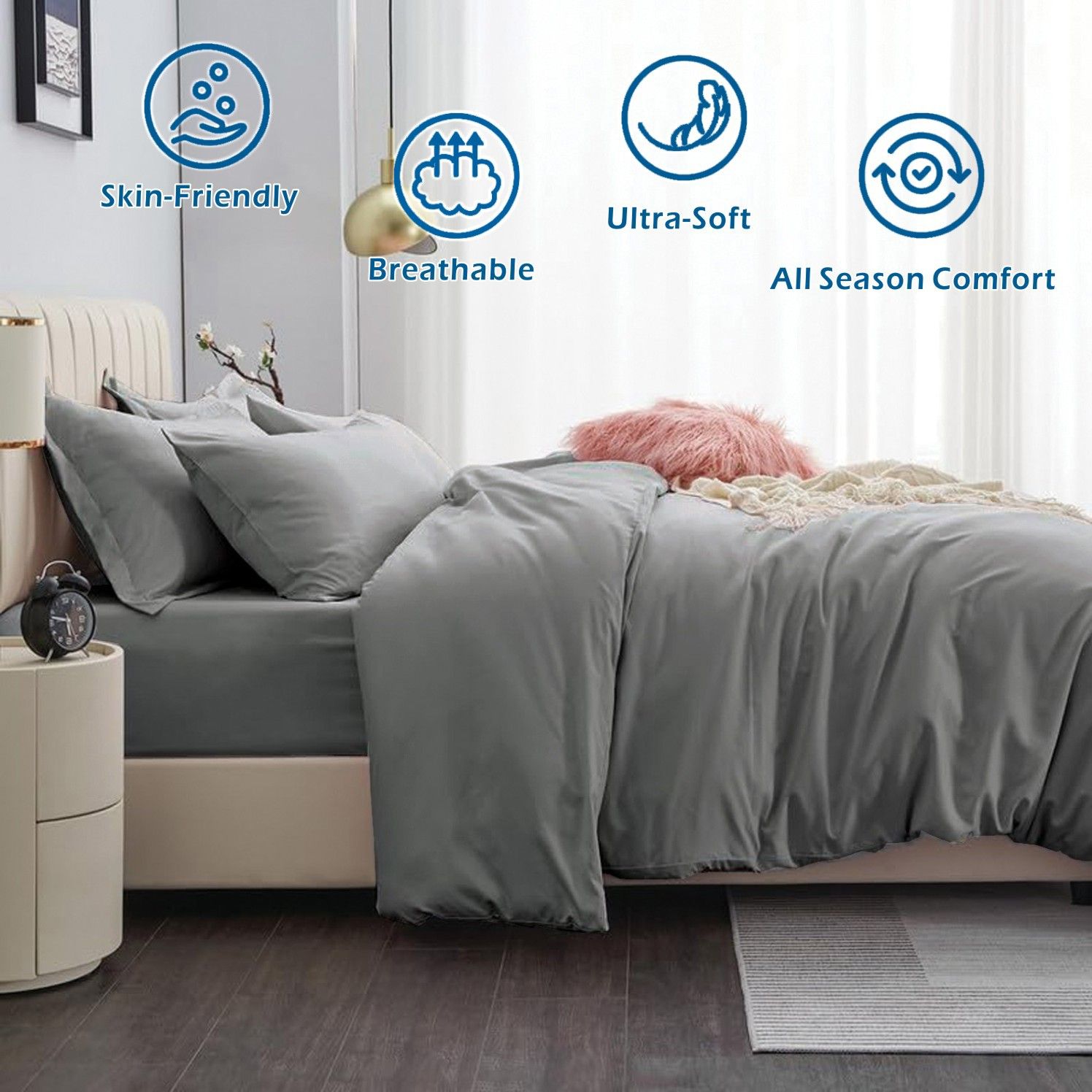 3 Piece Hotel Soft Microfiber Quilt Cover Set-2000TC Duvet/Donna Cover Set & view 2