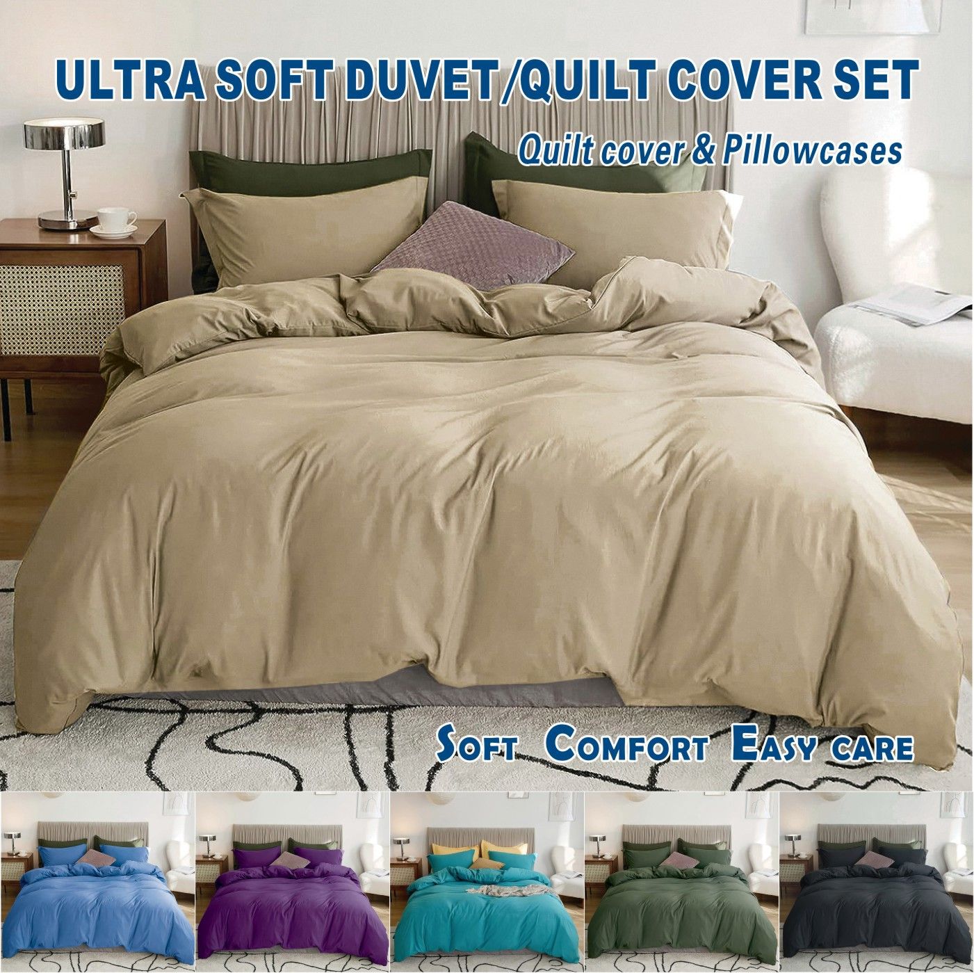 3 Piece Hotel Soft Microfiber Quilt Cover Set-2000TC Duvet/Donna Cover Set &