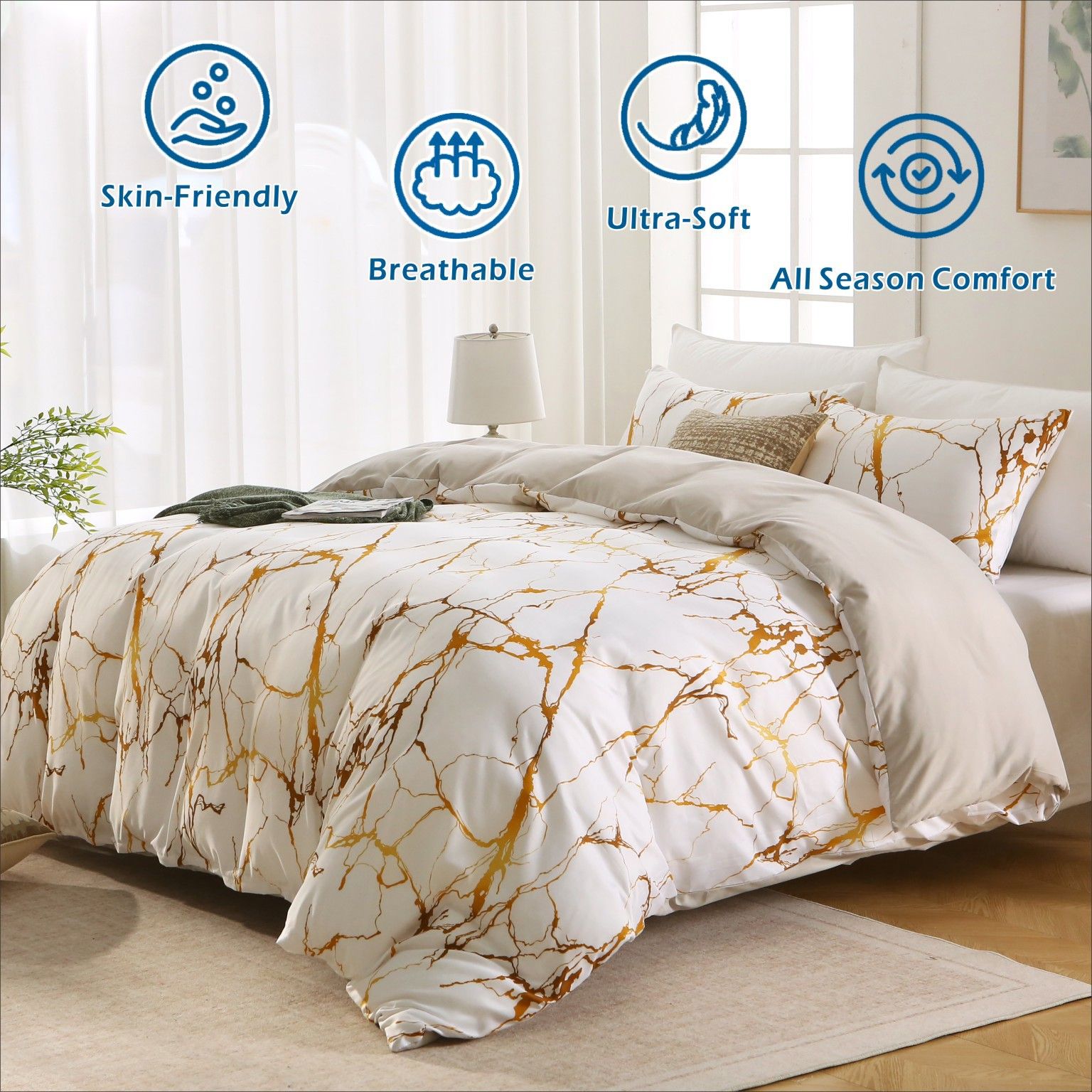 3 Piece Hotel Soft Microfiber Quilt Cover Set-2000TC Duvet/Donna Cover Set & view 2