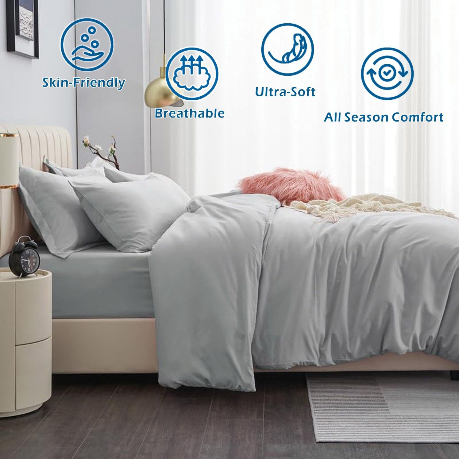 3 Piece Hotel Soft Microfiber Quilt Cover Set-2000TC Duvet/Donna Cover Set & view 2