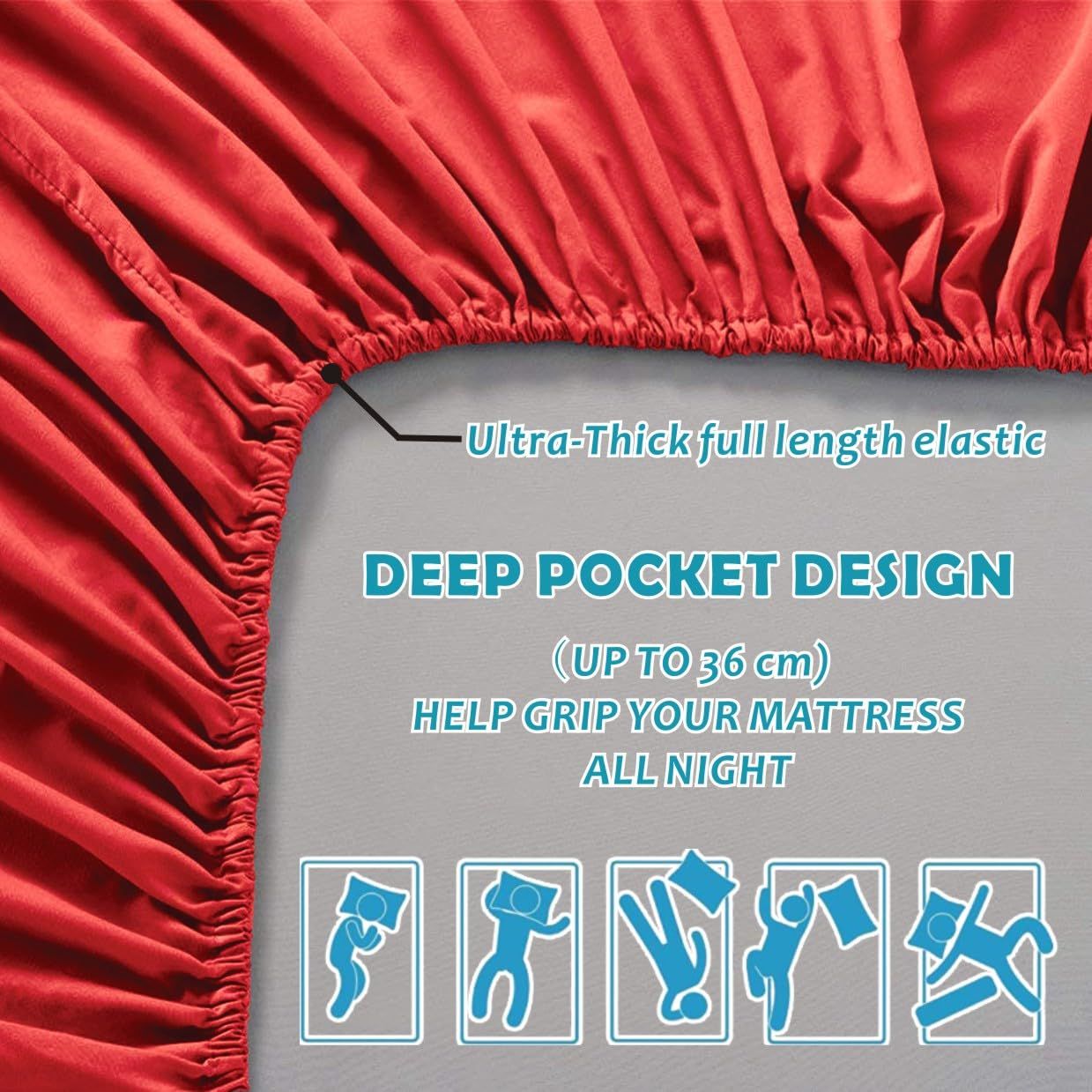 3 Piece Fitted Sheet Set- Fitted Sheet & Pillowcases -Breathable Bedding - Wrinkle view 6