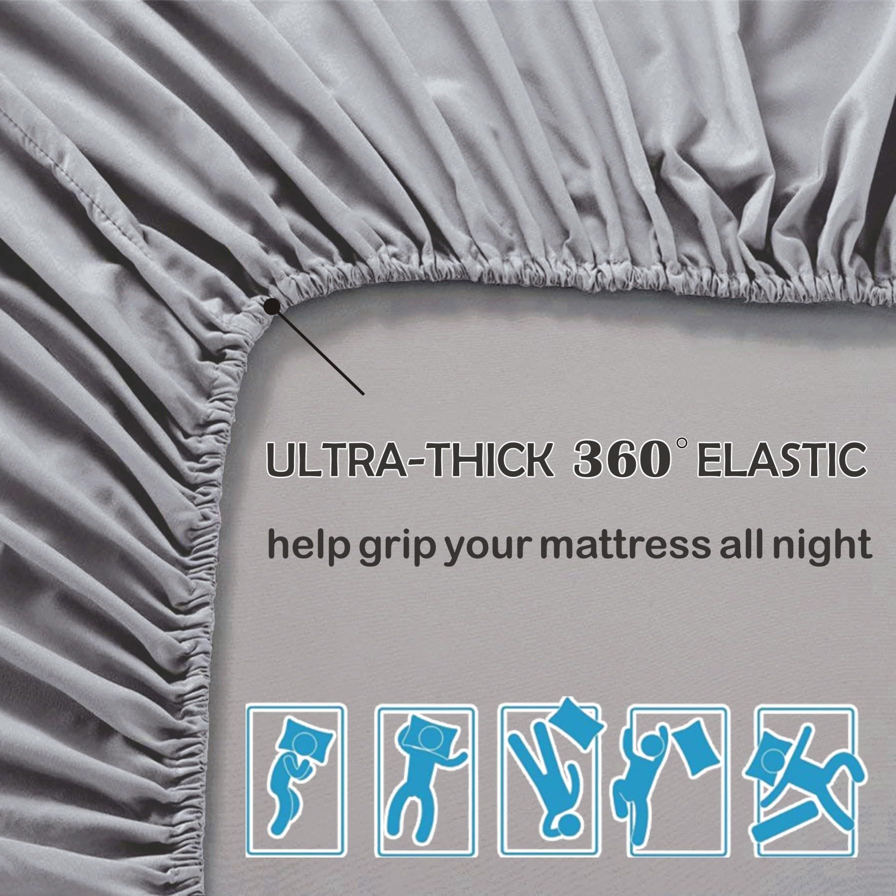 3 Piece Fitted Sheet Set- Fitted Sheet & Pillowcases -Breathable Bedding - Wrinkle view 4