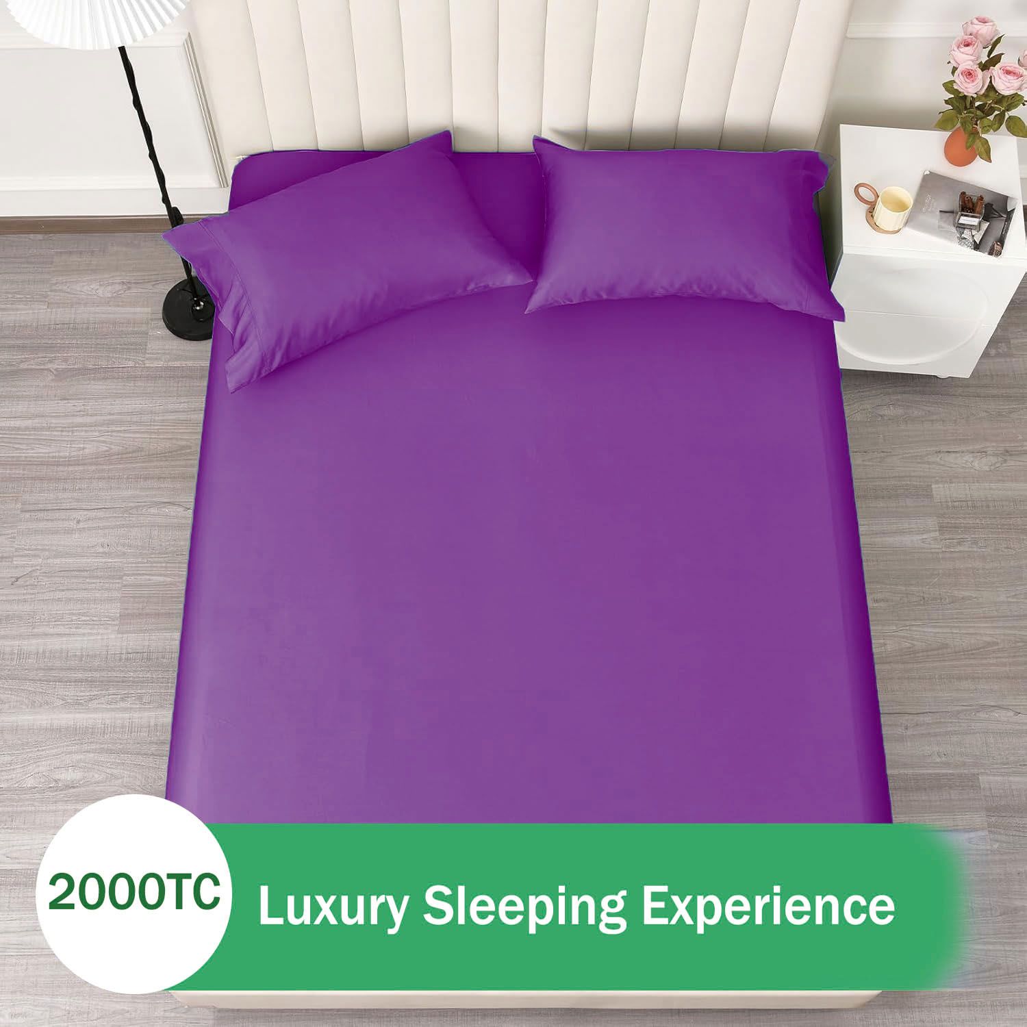 3 Piece Fitted Sheet Set- Fitted Sheet & Pillowcases -Breathable Bedding - Wrinkle view 6