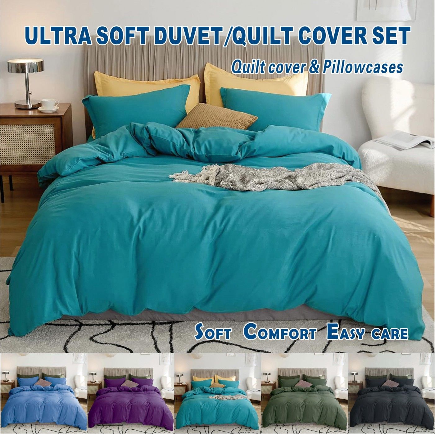 2 Piece Hotel Soft Microfiber Quilt Cover Set-2000TC Duvet/Donna Cover Set &