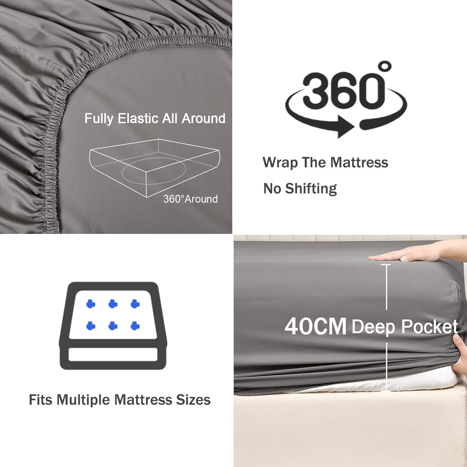 2 Piece Fitted Sheet Set- Fitted Sheet & Pillowcases -Breathable Bedding - Wrinkle view 3