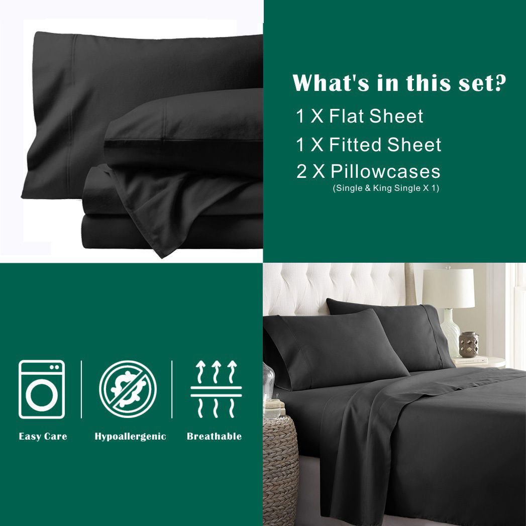 3 Piece Bed Sheet Set- Bedding Sheets & Pillowcases -Breathable Bedding - Wrinkle view 7