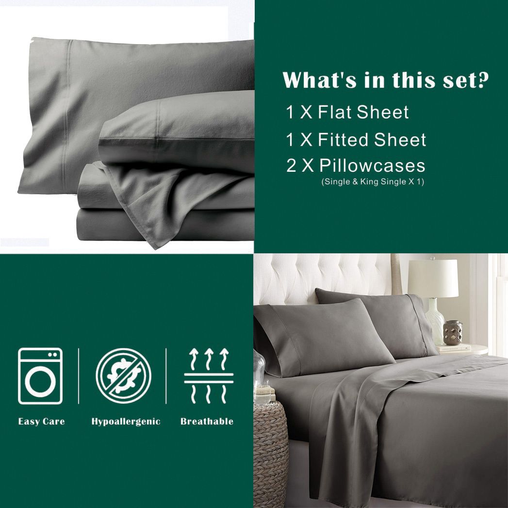 3 Piece Bed Sheet Set- Bedding Sheets & Pillowcases -Breathable Bedding - Wrinkle view 8
