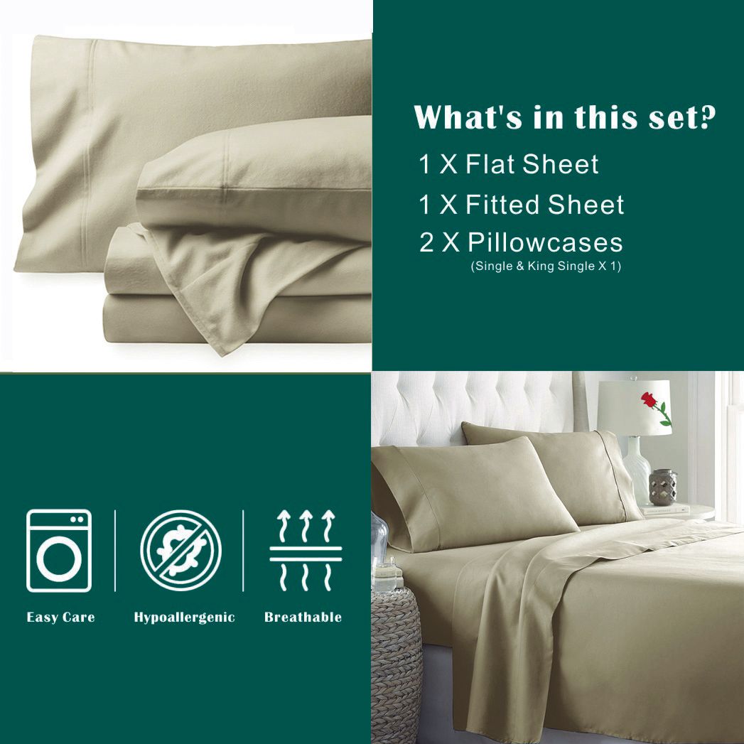 3 Piece Bed Sheet Set- Bedding Sheets & Pillowcases -Breathable Bedding - Wrinkle view 7