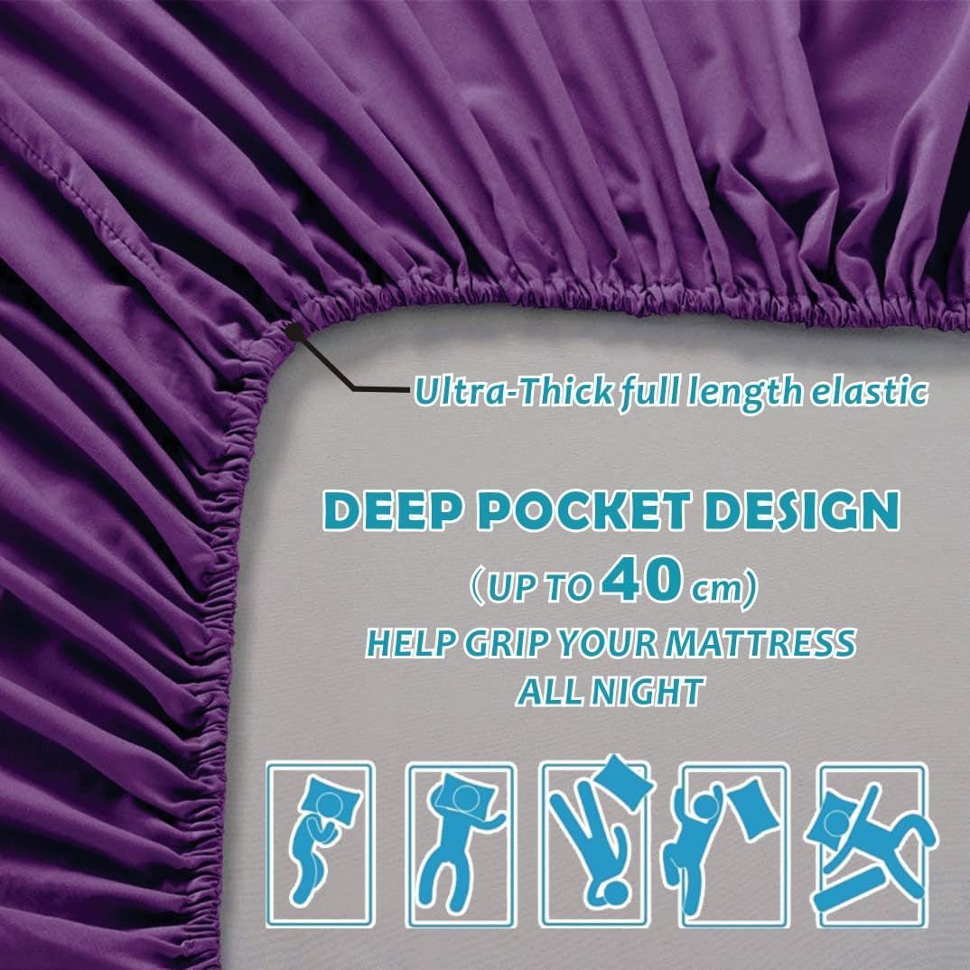 Hotel Quality Fitted Sheet - 1 Piece Fitted Sheet -Breathable Bedding - Wrinkle view 4