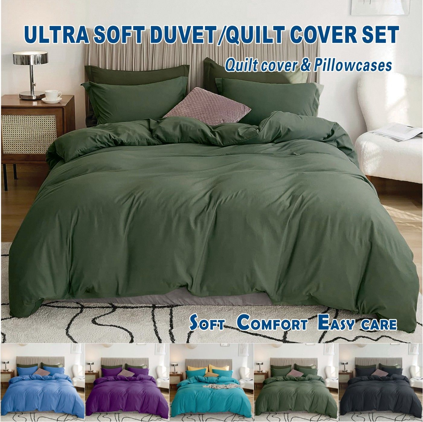3 Piece Hotel Soft Microfiber Quilt Cover Set-2000TC Duvet/Donna Cover Set &