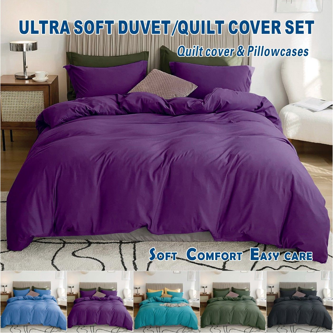 3 Piece Hotel Soft Microfiber Quilt Cover Set-2000TC Duvet/Donna Cover Set &