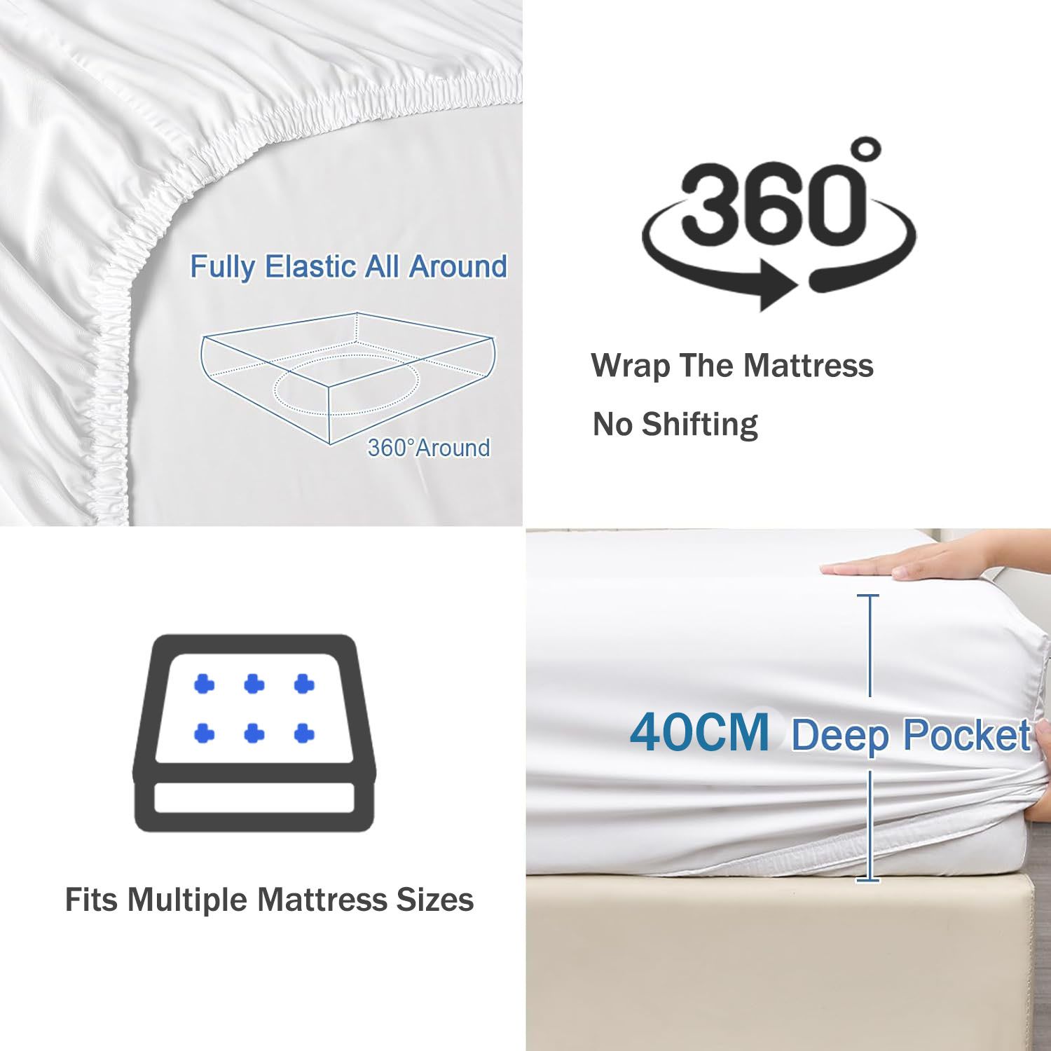3 Piece Fitted Sheet Set- Fitted Sheet & Pillowcases -Breathable Bedding - Wrinkle view 4