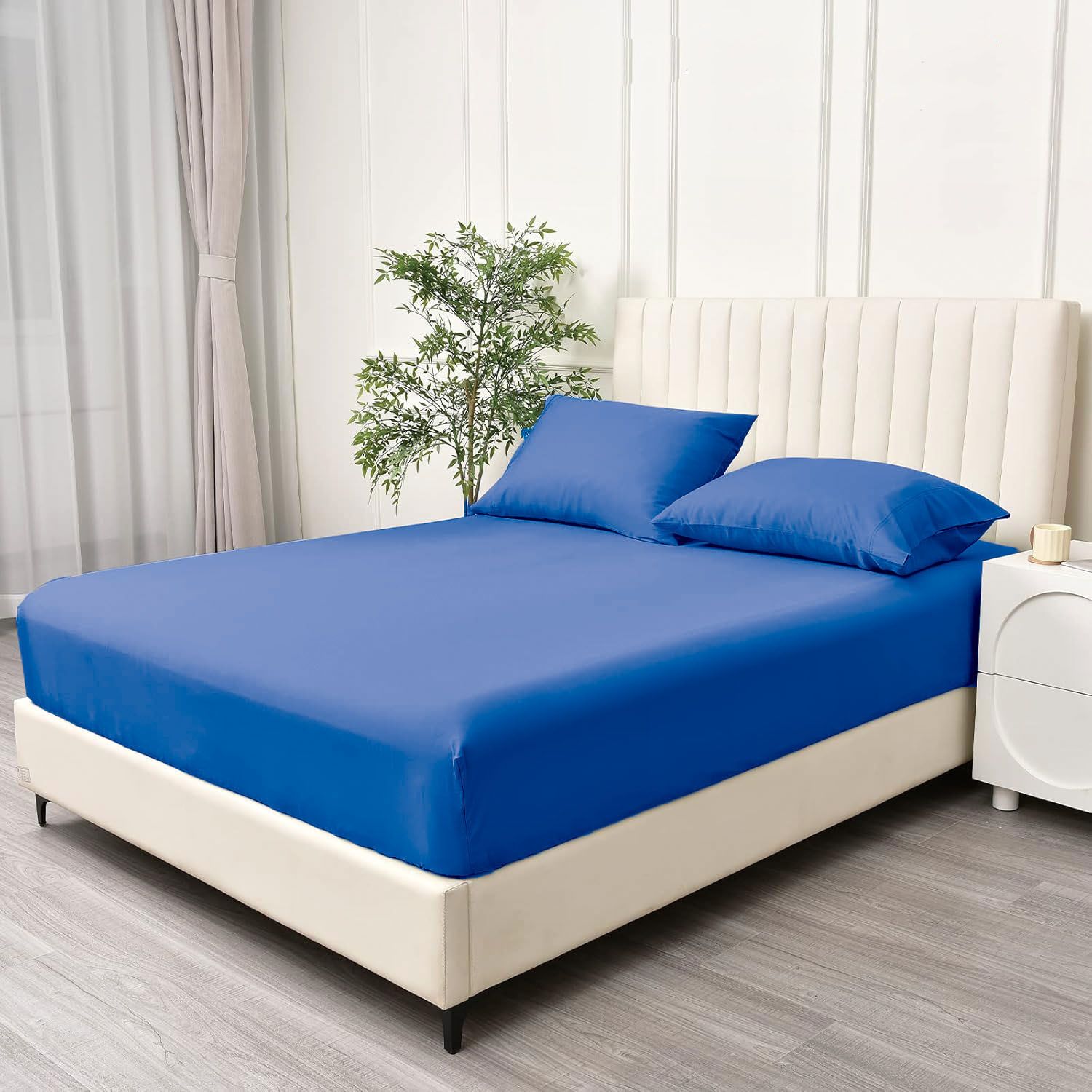 3 Piece Fitted Sheet Set- Fitted Sheet & Pillowcases -Breathable Bedding - Wrinkle view 2
