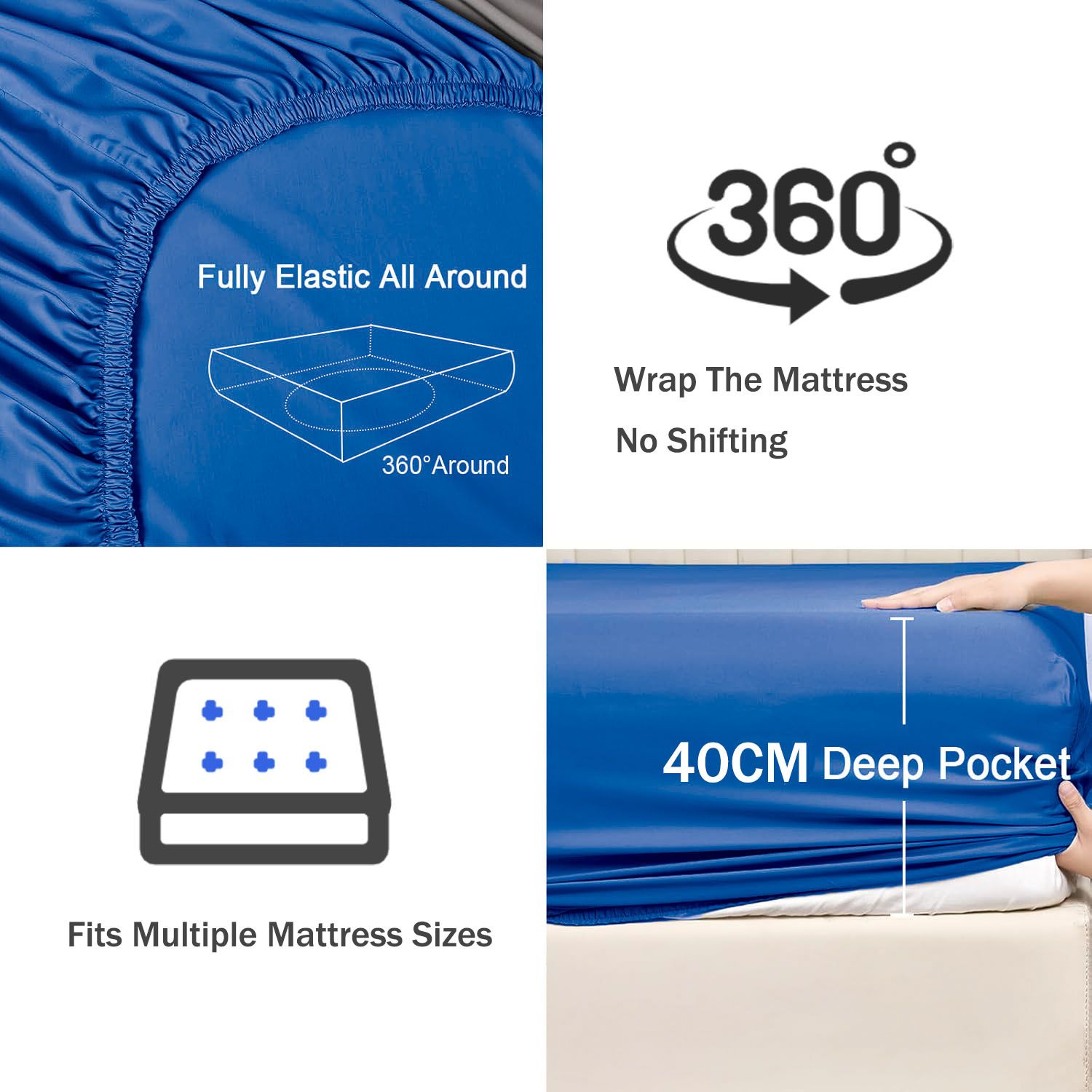 3 Piece Fitted Sheet Set- Fitted Sheet & Pillowcases -Breathable Bedding - Wrinkle view 3
