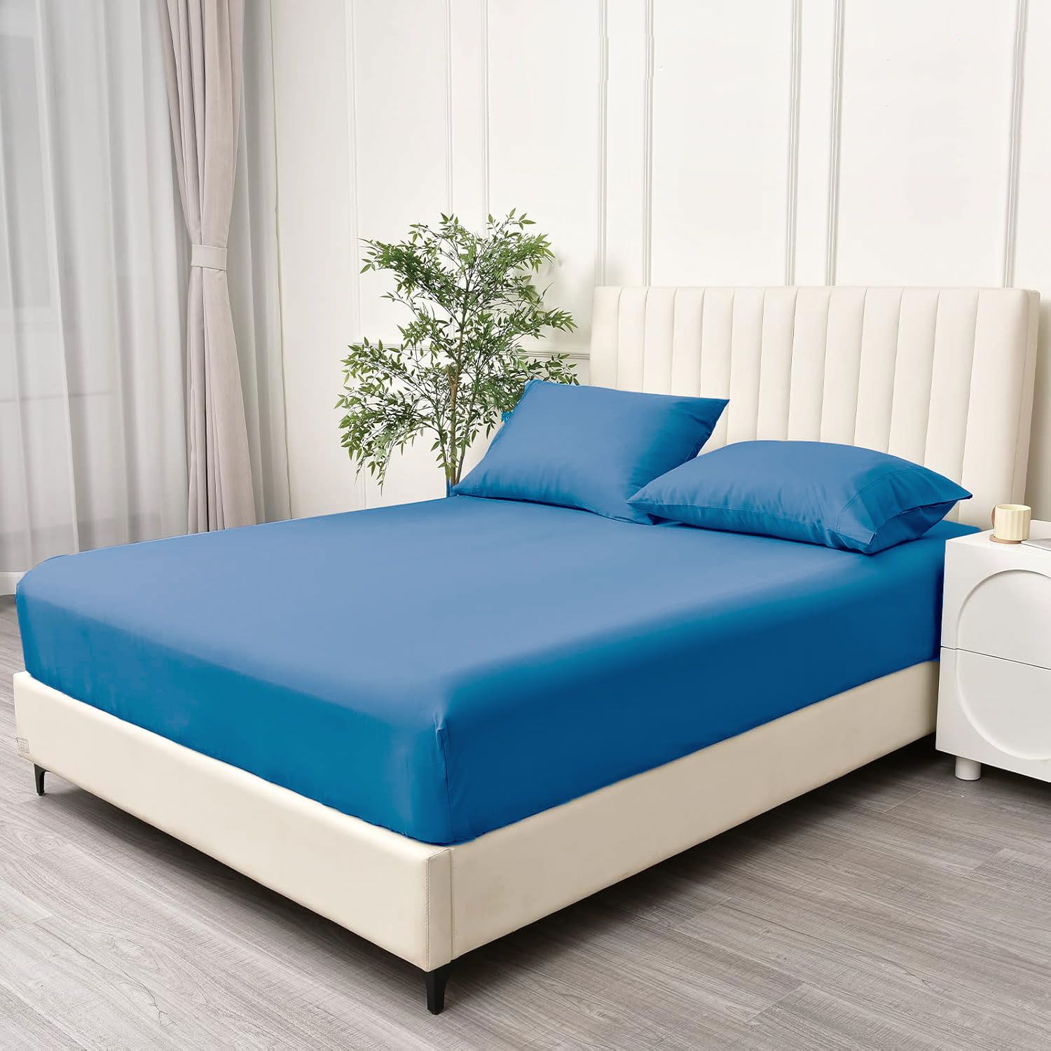 3 Piece Fitted Sheet Set- Fitted Sheet & Pillowcases -Breathable Bedding - Wrinkle view 2