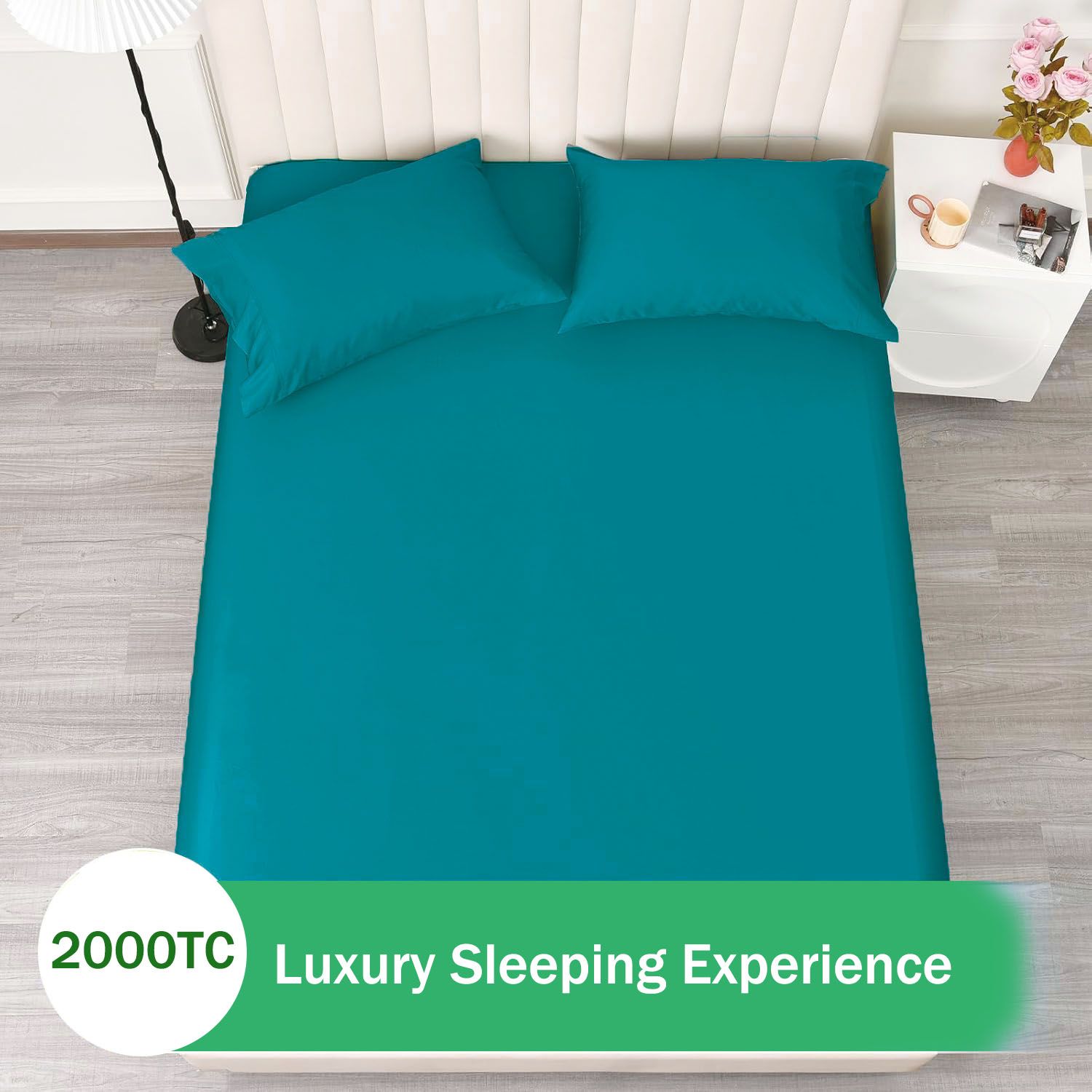 3 Piece Fitted Sheet Set- Fitted Sheet & Pillowcases -Breathable Bedding - Wrinkle view 4