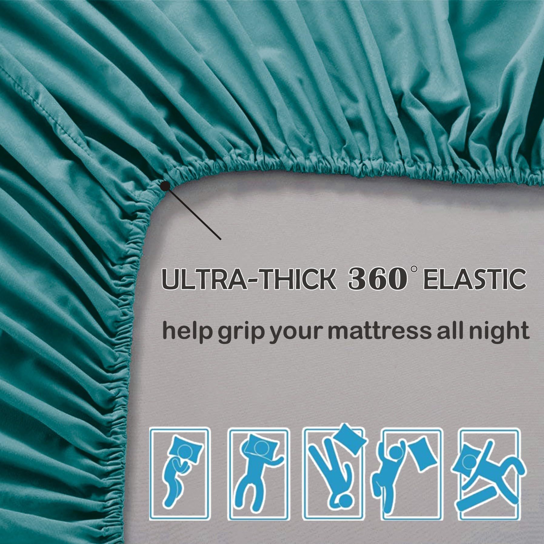 3 Piece Fitted Sheet Set- Fitted Sheet & Pillowcases -Breathable Bedding - Wrinkle view 6