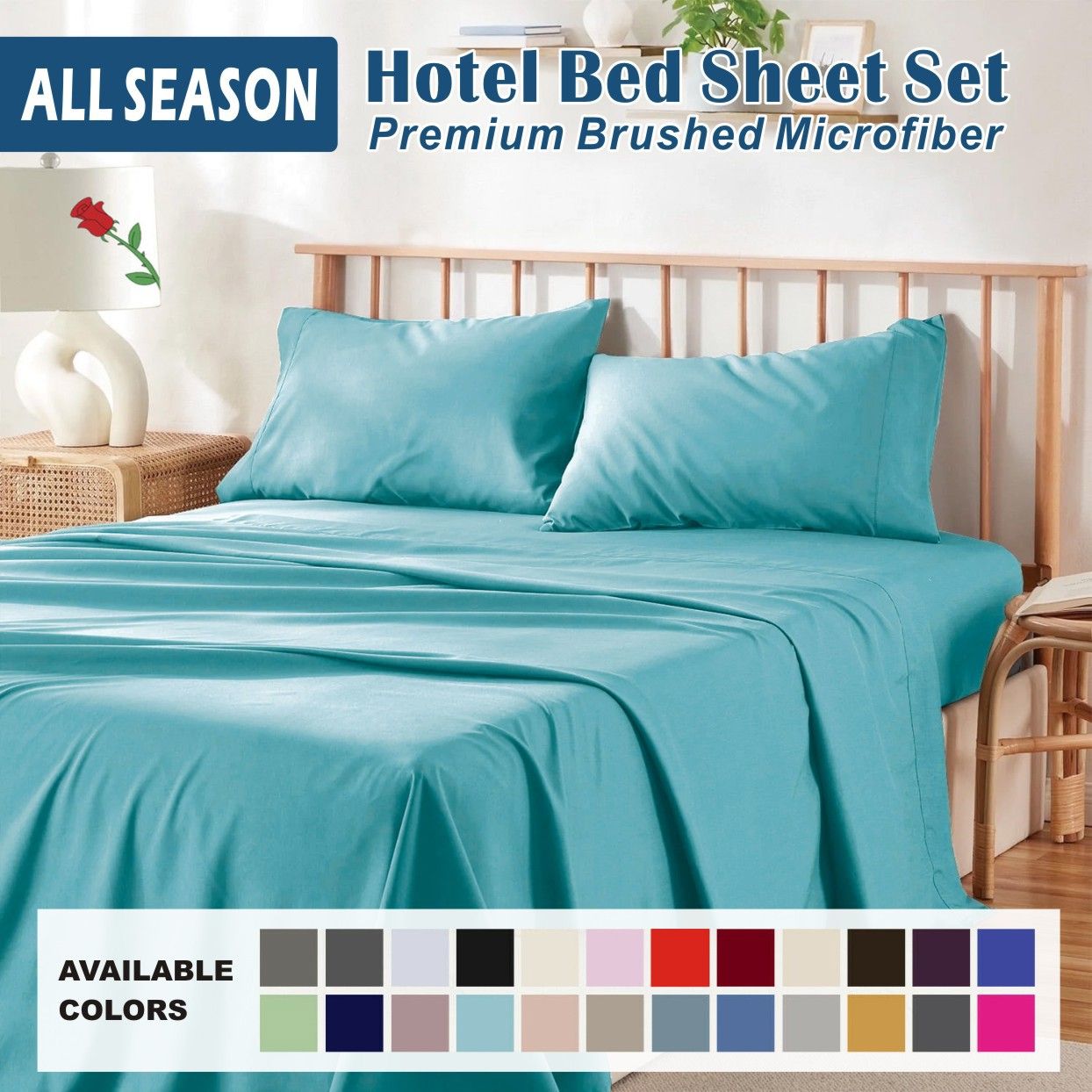 4 Piece Bed Sheet Set- Bedding Sheets & Pillowcases -Breathable Bedding - Wrinkle — image 1