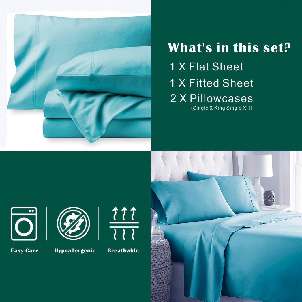 4 Piece Bed Sheet Set- Bedding Sheets & Pillowcases -Breathable Bedding - Wrinkle view 7