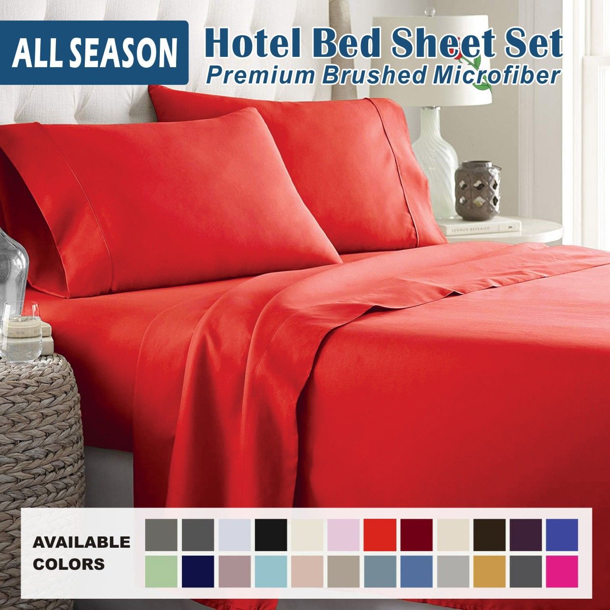 4 Piece Bed Sheet Set- Bedding Sheets & Pillowcases -Breathable Bedding - Wrinkle — image 1