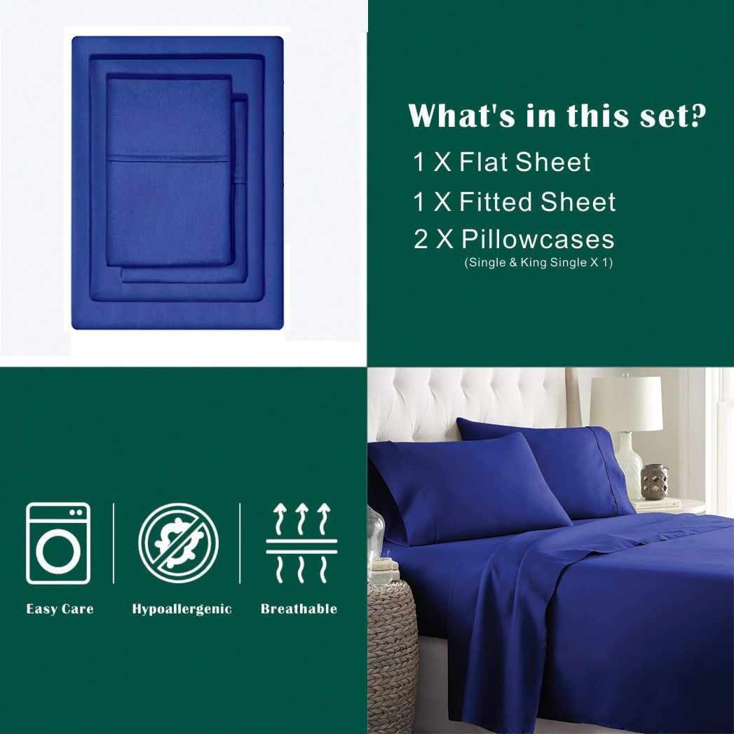 4 Piece Bed Sheet Set- Bedding Sheets & Pillowcases -Breathable Bedding - Wrinkle view 4